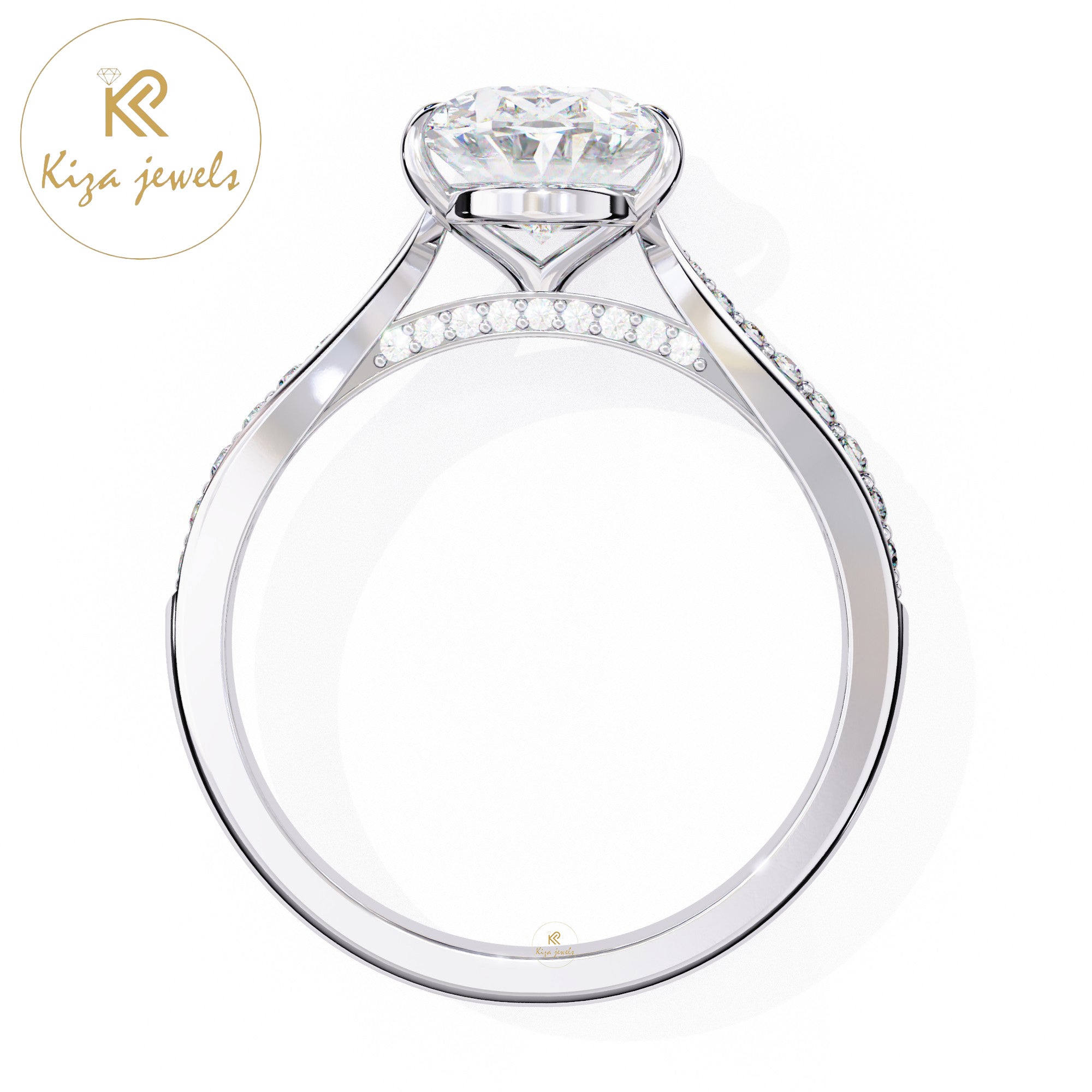 1.96 TDW Round & Oval Cut Women's Diamond Engagement Ring