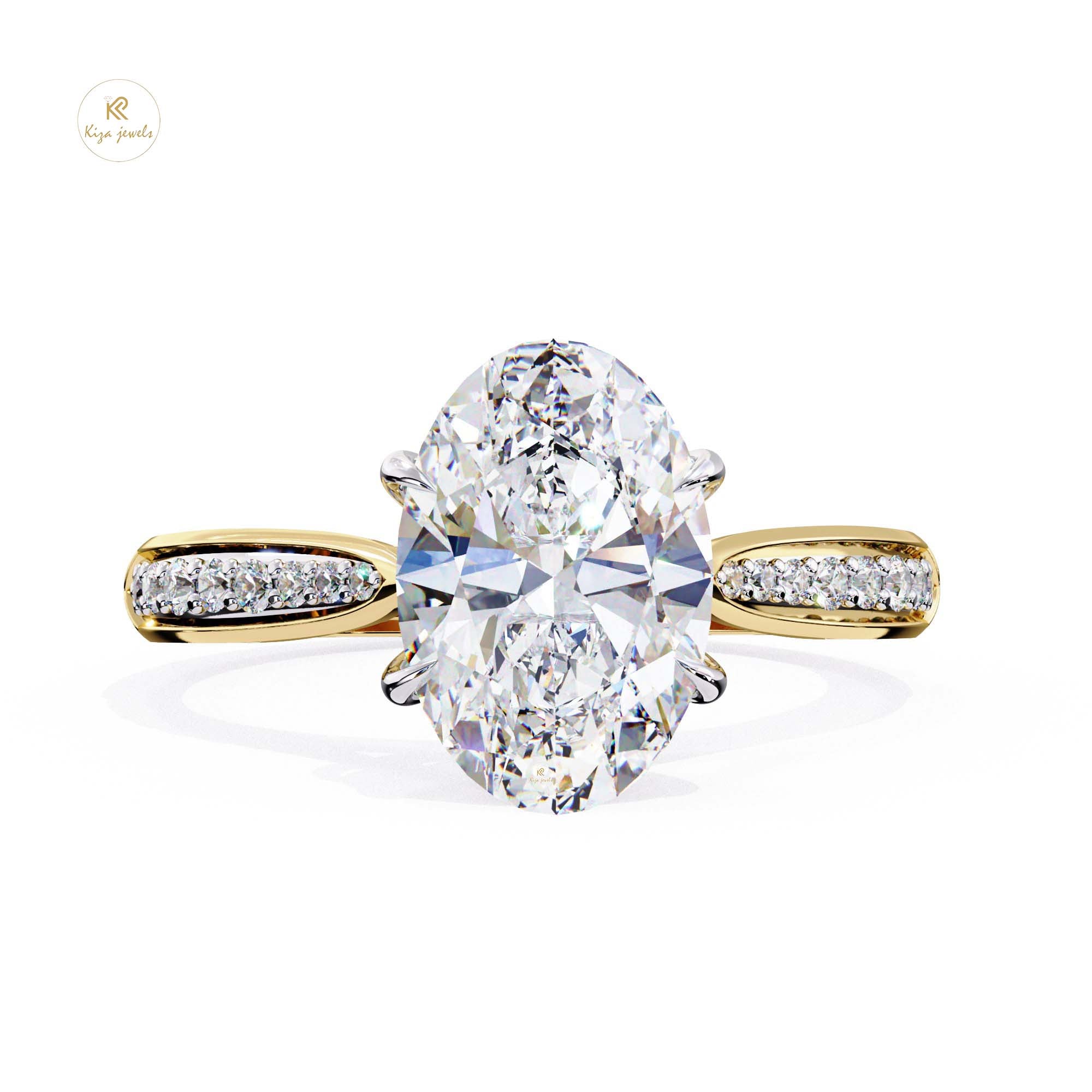 1.96 TDW Round & Oval Cut Women's Diamond Engagement Ring