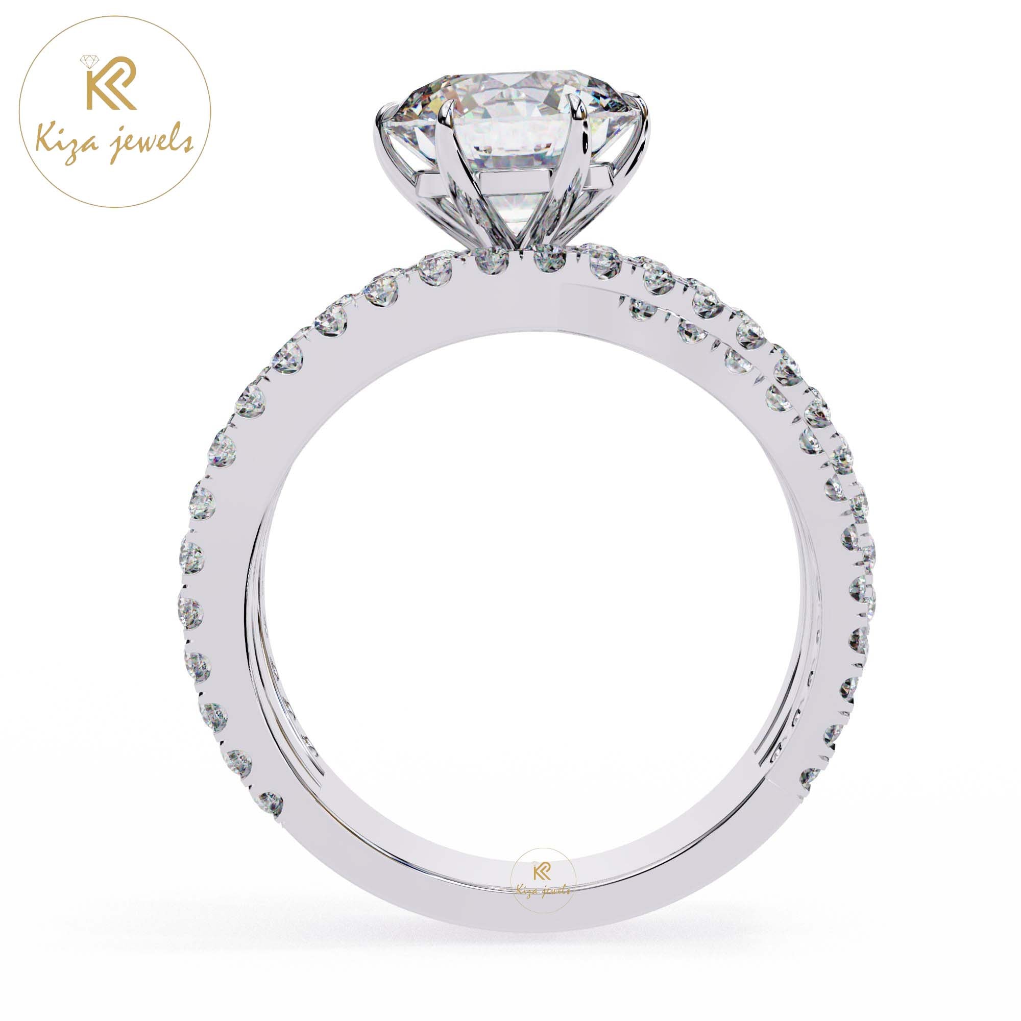 1.63 TDW Round Cut Women's Diamond Engagement Ring