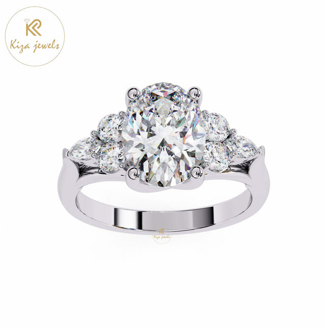 2.51 TDW Round & Oval & Marquise Cut Women's Engagement Diamond Ring