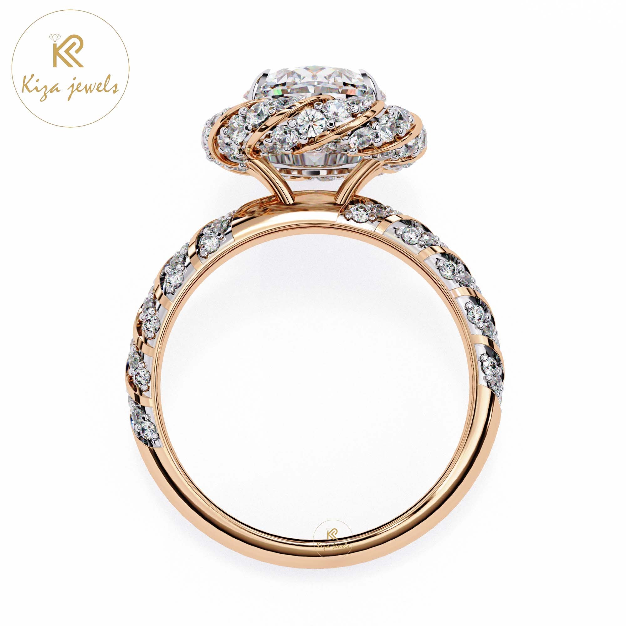 3.21 TDW Round & Oval Cut Women's Engagement Diamond Ring