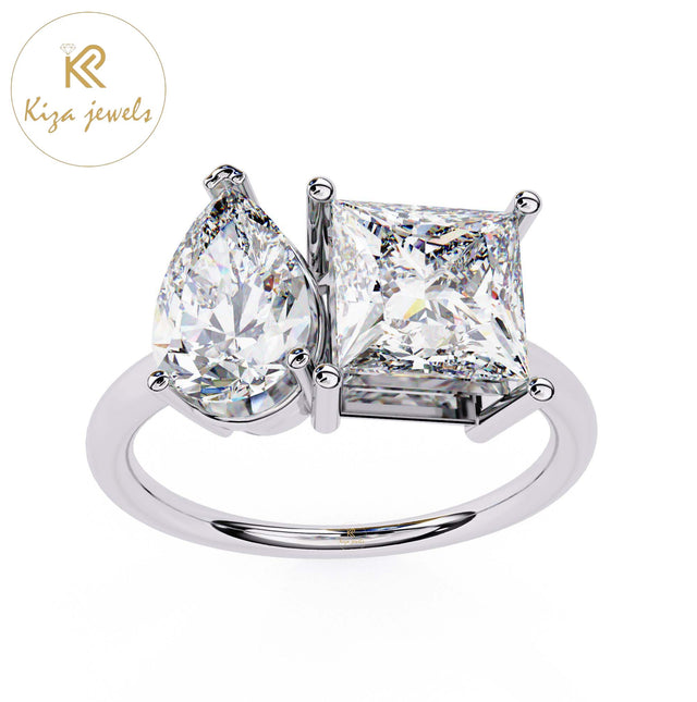 4.30 TDW Pear & Princess Cut Women's Engagement Diamond Ring