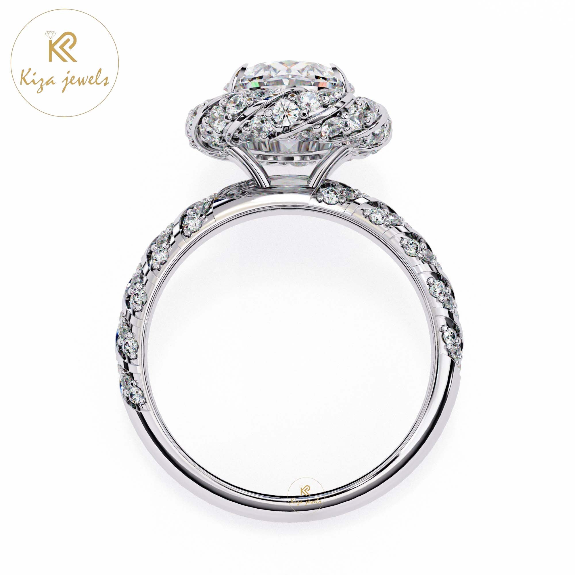 3.21 TDW Round & Oval Cut Women's Engagement Diamond Ring