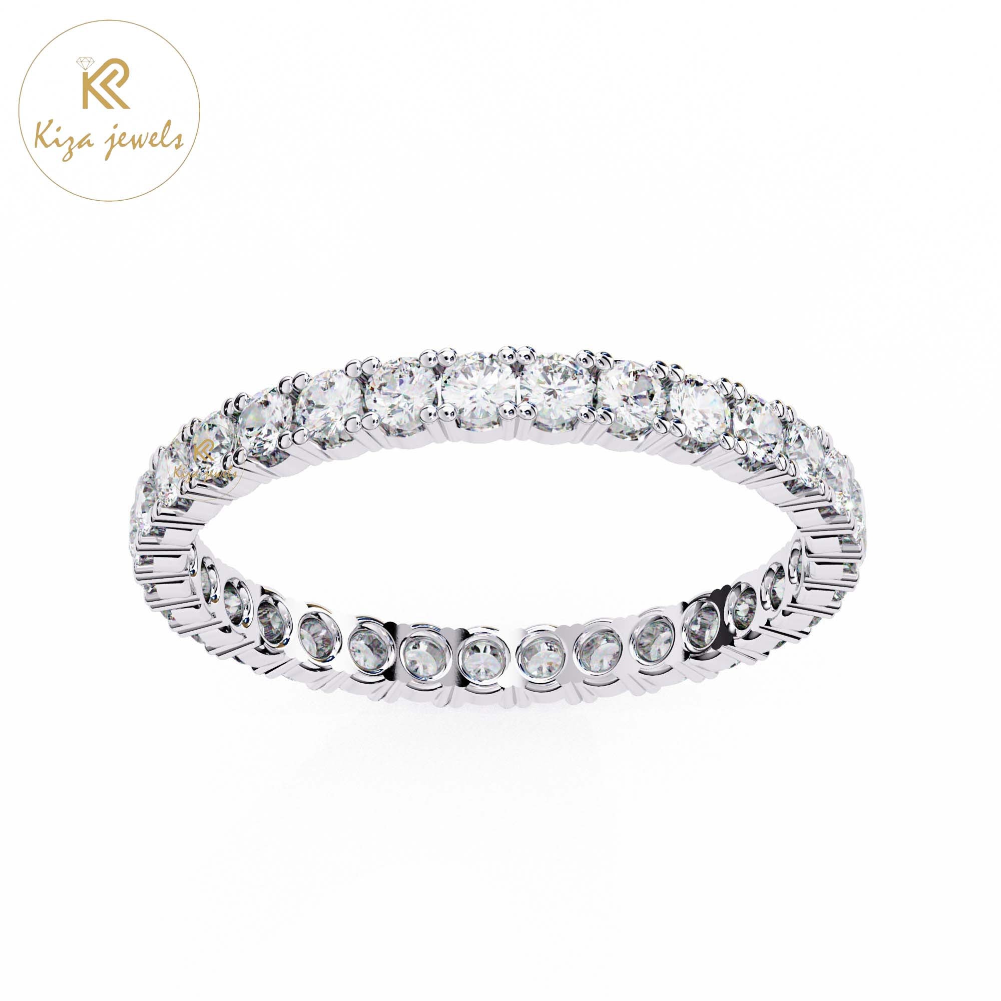 0.93 TDW Round Cut Women's Diamond Minimalist Ring