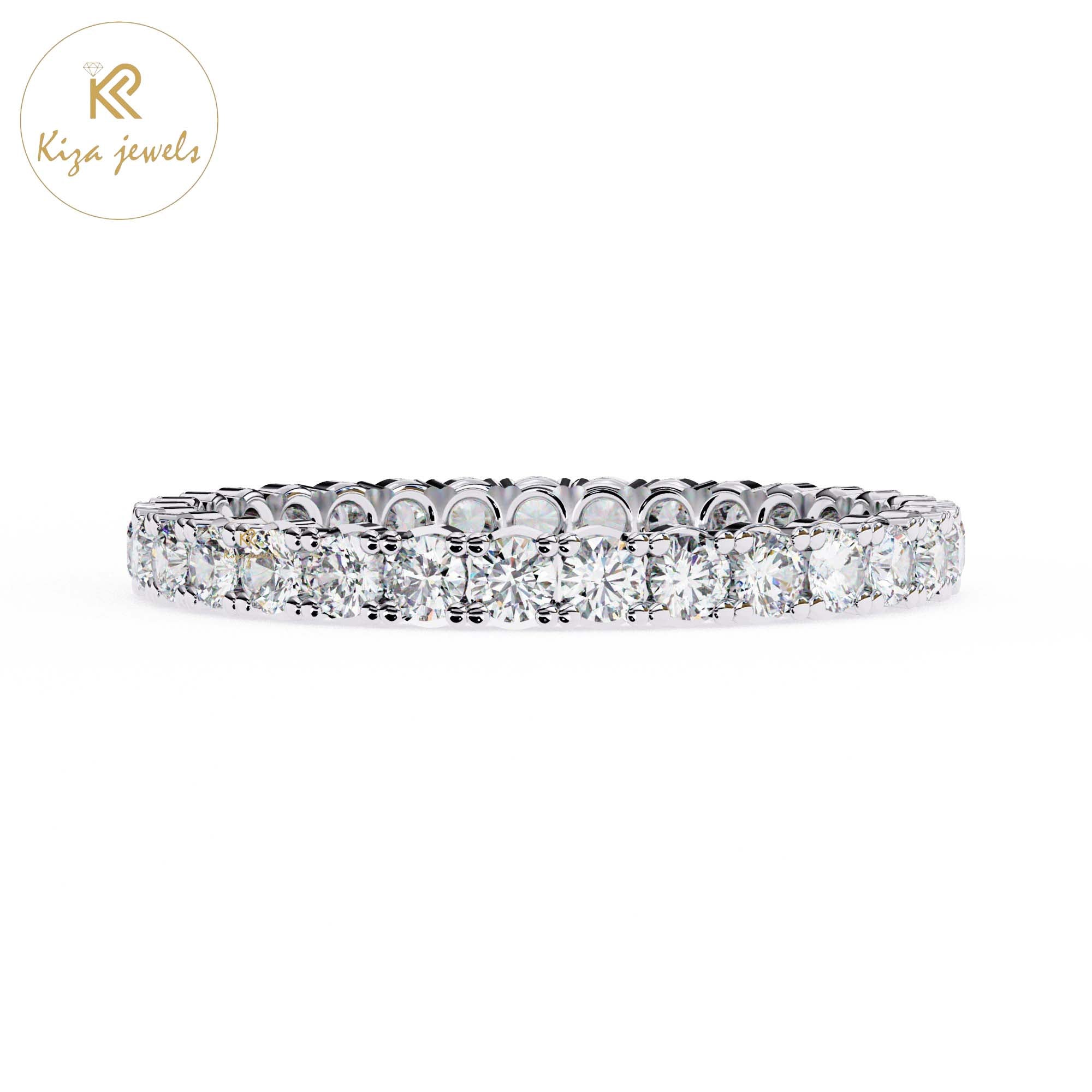 0.93 TDW Round Cut Women's Diamond Minimalist Ring