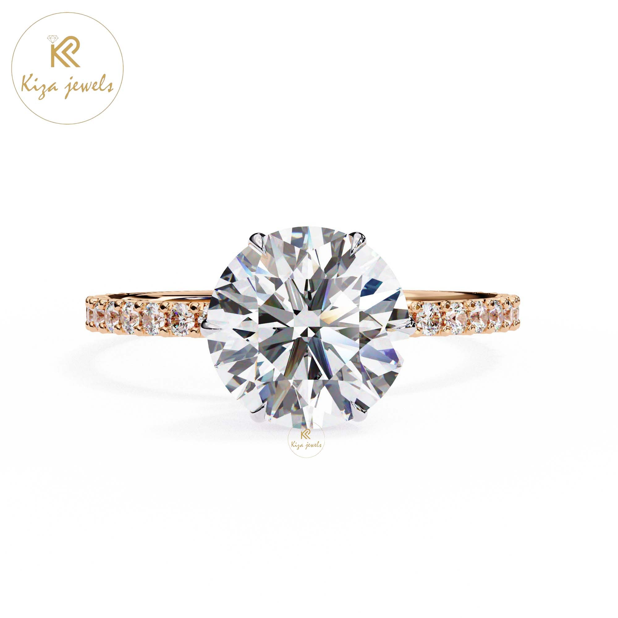 2.215 TDW Round Cut Women's Diamond Halo Ring