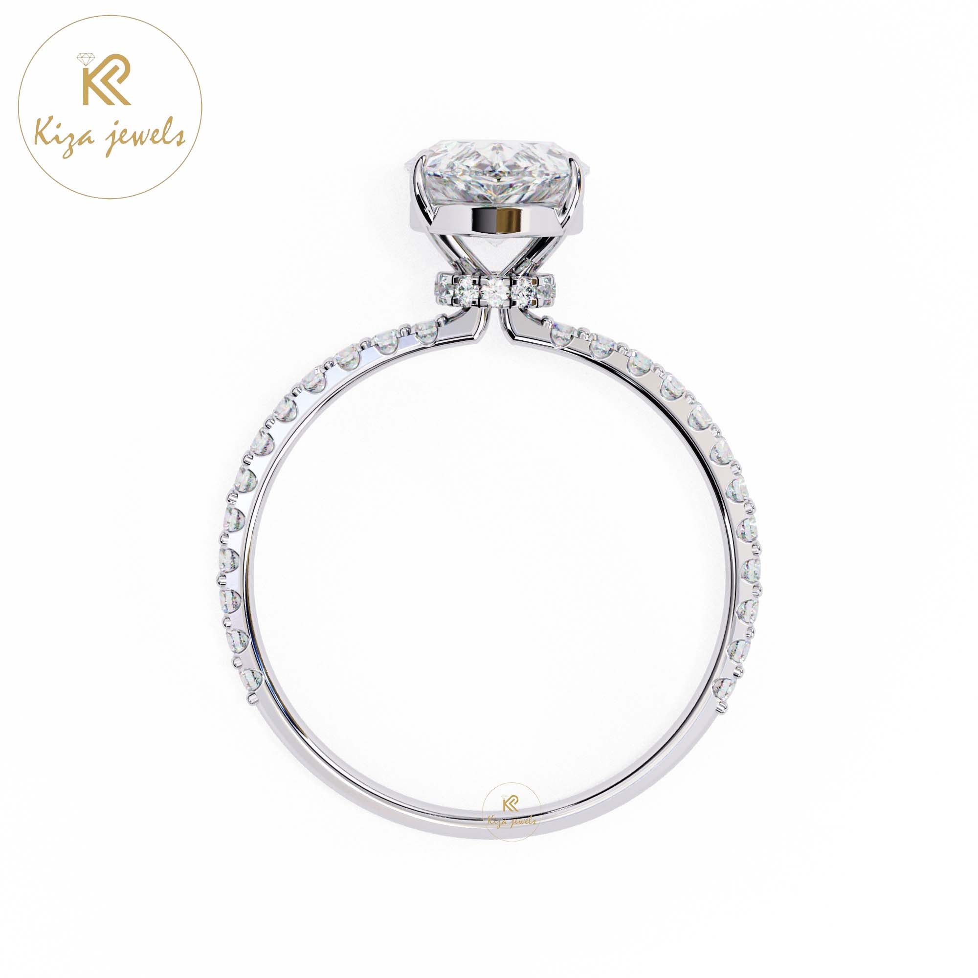 2.065 TDW Round & Pear Cut Women's Diamond Halo Ring