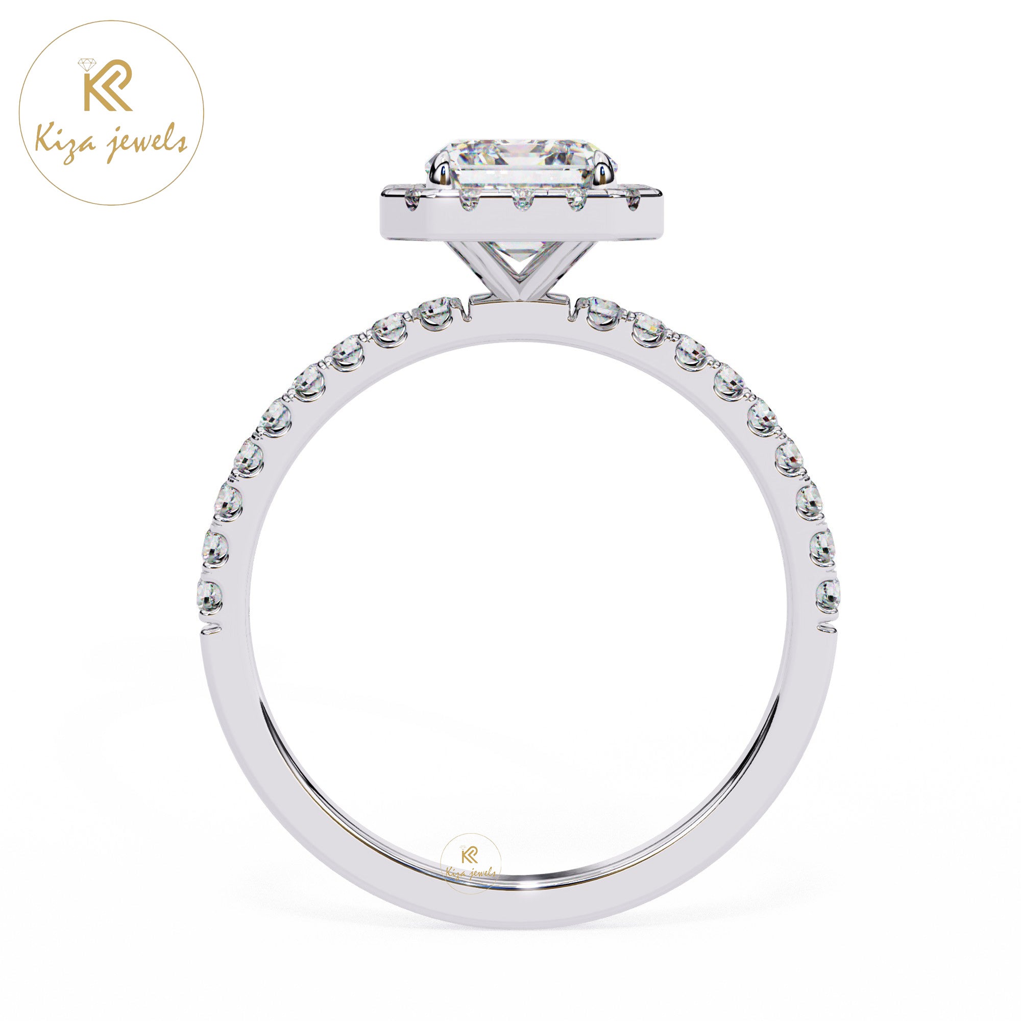 2.01 TDW Round & Radiant Cut Women's Diamond Halo Ring