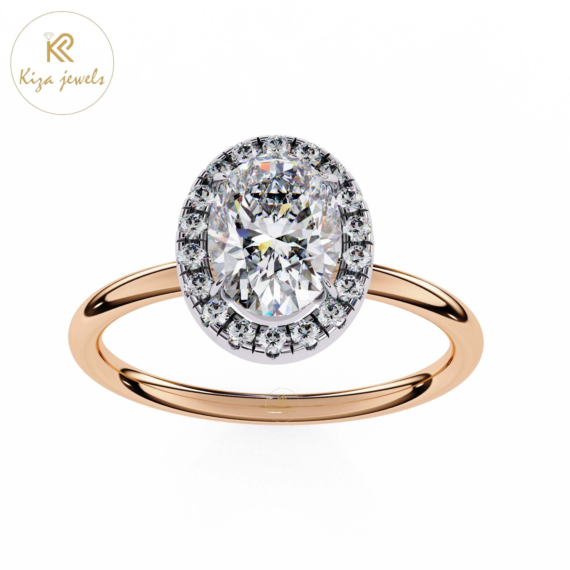 1.24 TDW Oval & Round Cut Women's Diamond Solitaire Ring