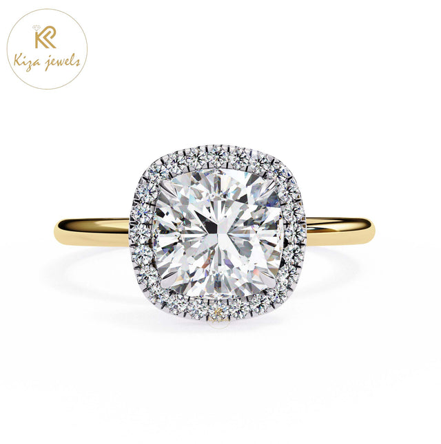 1.91 TDW Round & Cushion Cut Women's Diamond Halo Ring