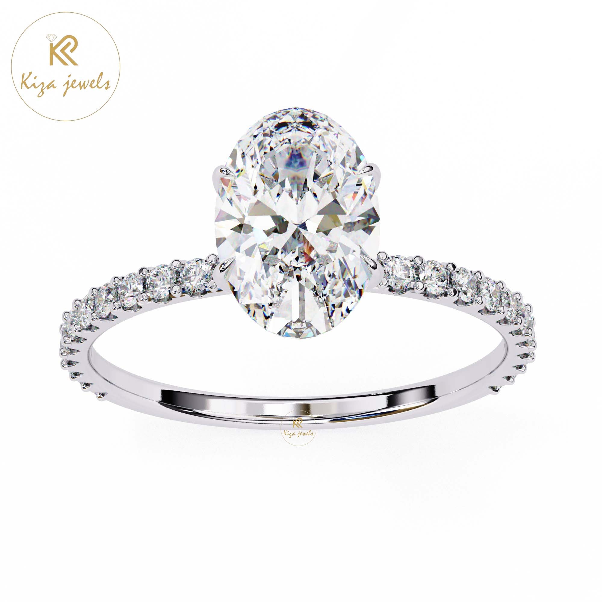 1.495 TDW Oval & Round Cut Women's Diamond Halo Ring