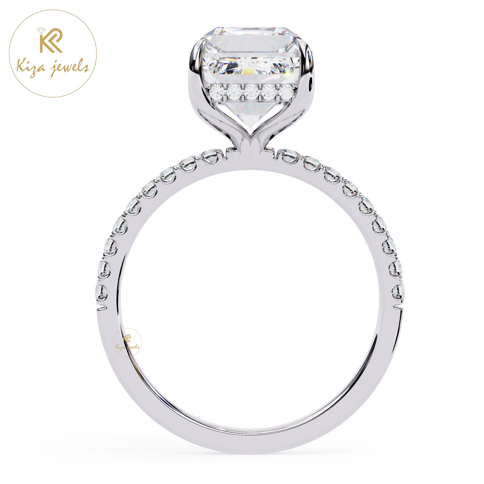 2.80 TDW Round & Emerald Cut Women's Diamond Halo Ring