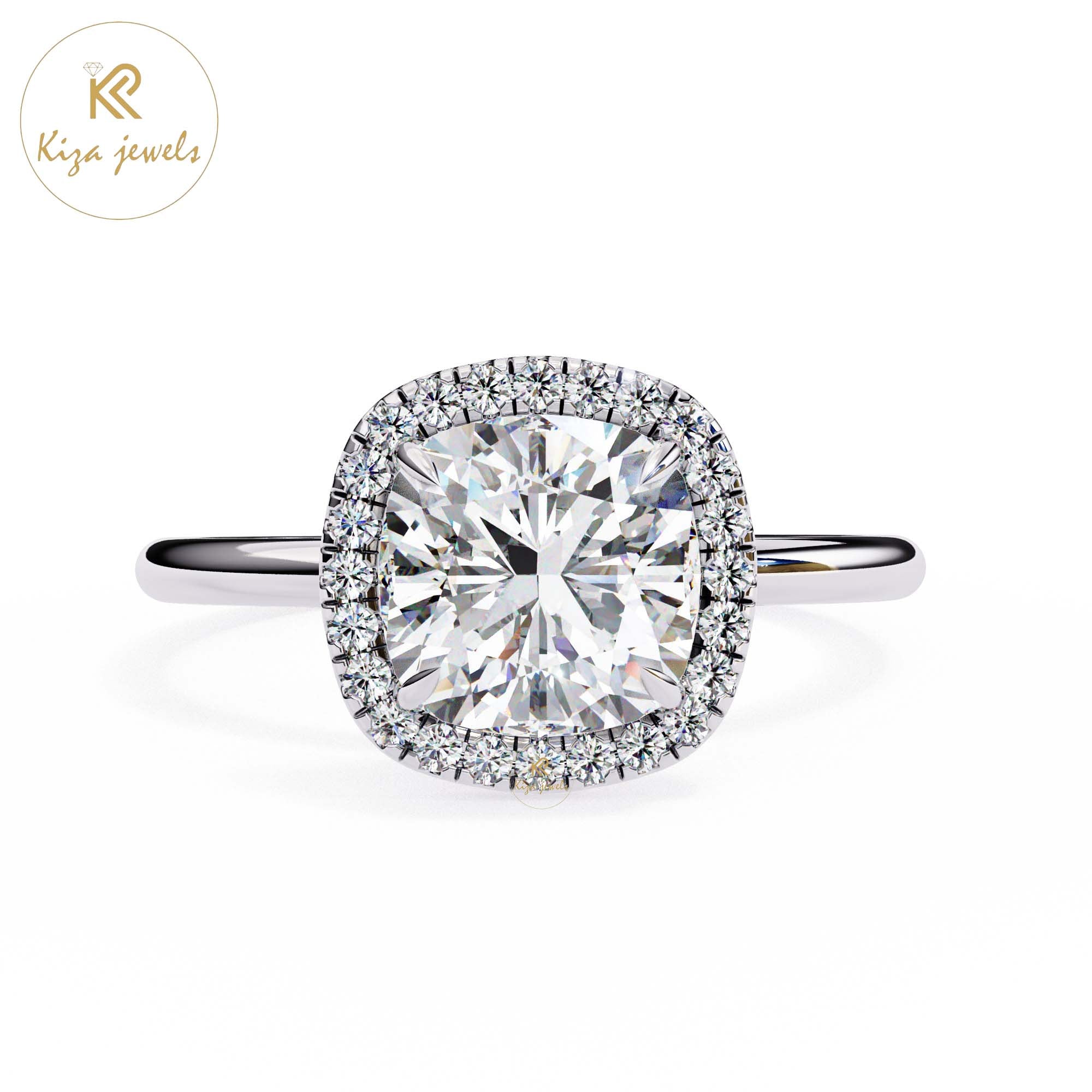 1.91 TDW Round & Cushion Cut Women's Diamond Halo Ring