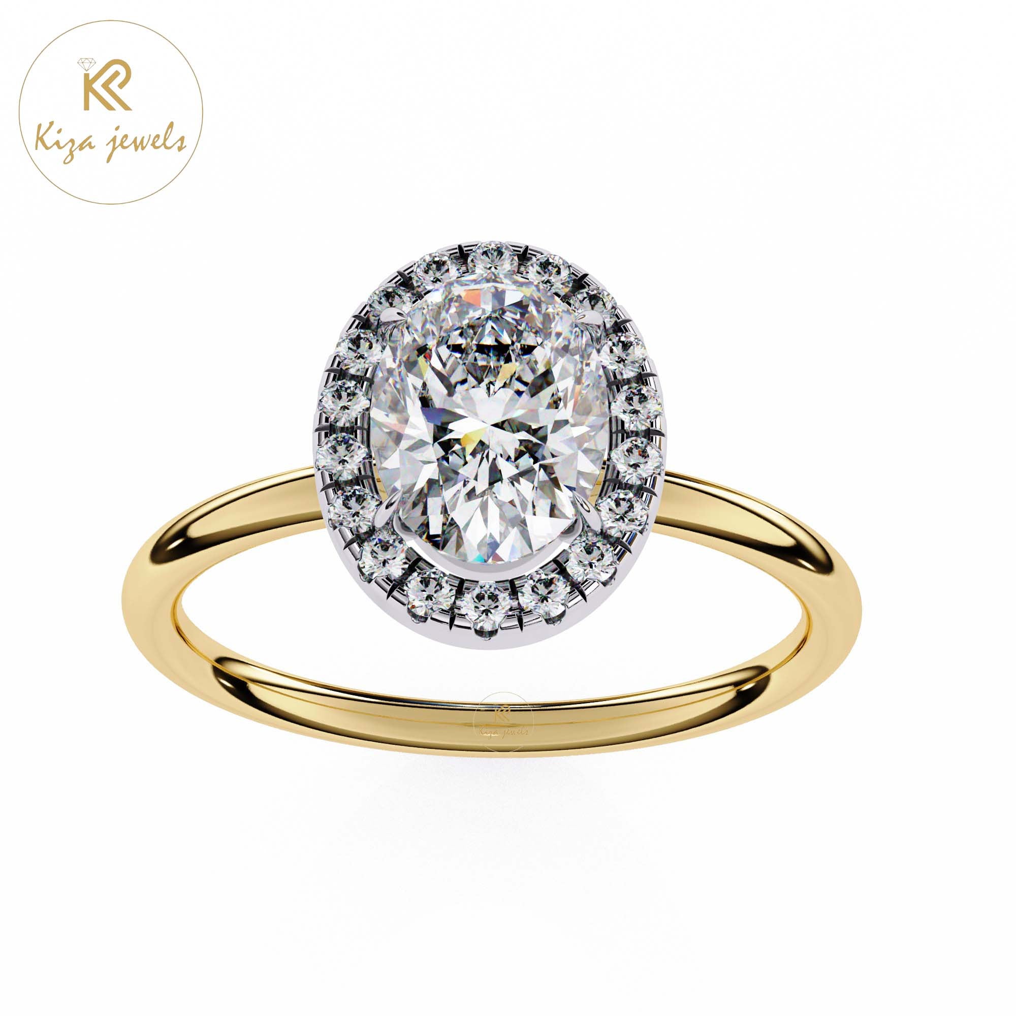 1.24 TDW Oval & Round Cut Women's Diamond Solitaire Ring