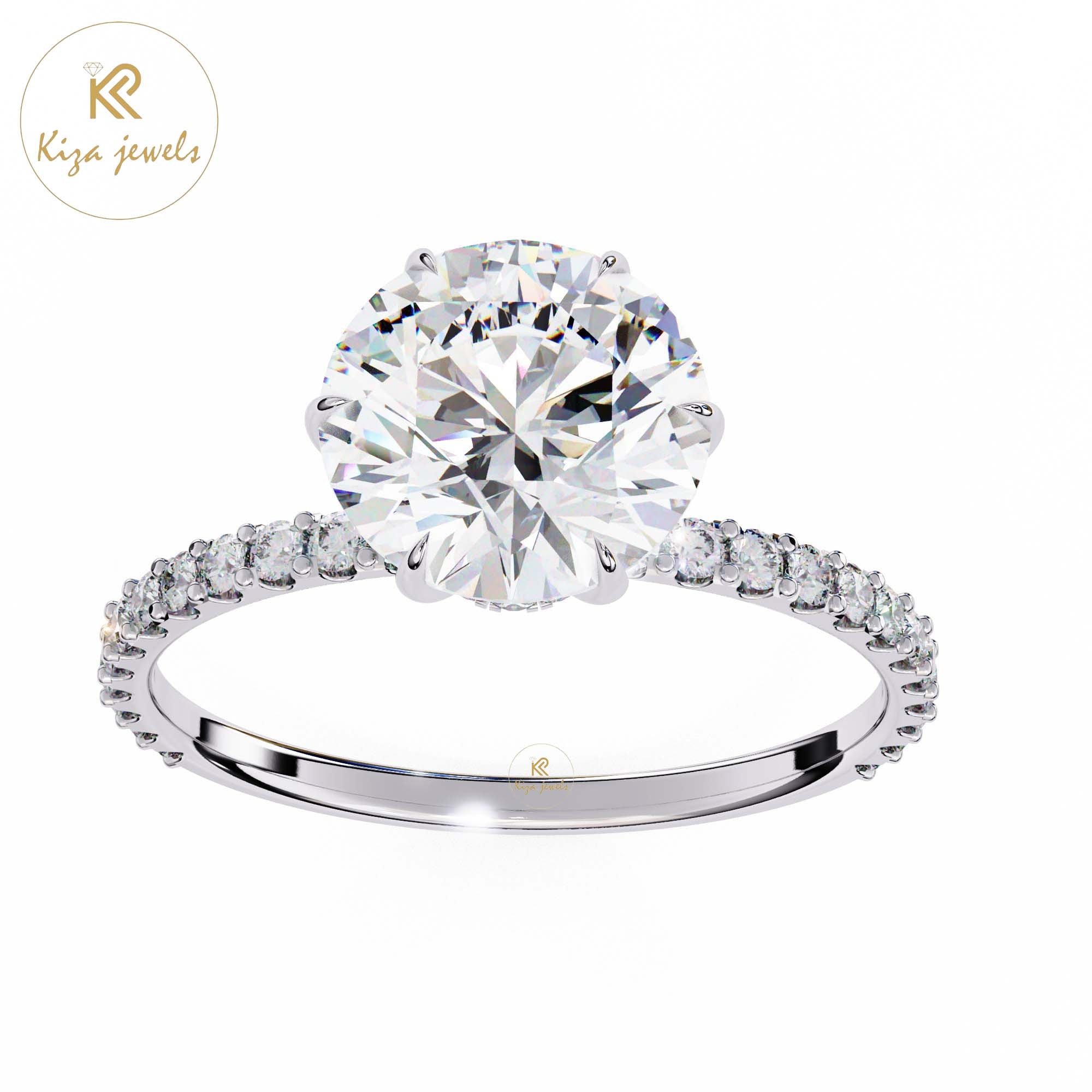 2.215 TDW Round Cut Women's Diamond Halo Ring