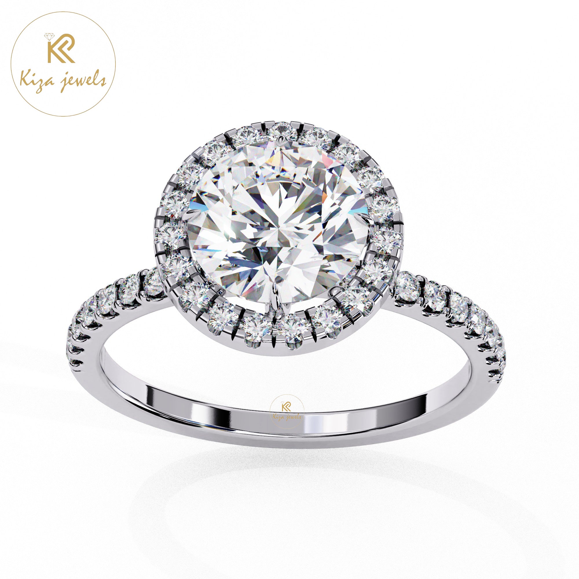 1.86 TDW Round Cut Women's Diamond Halo Ring