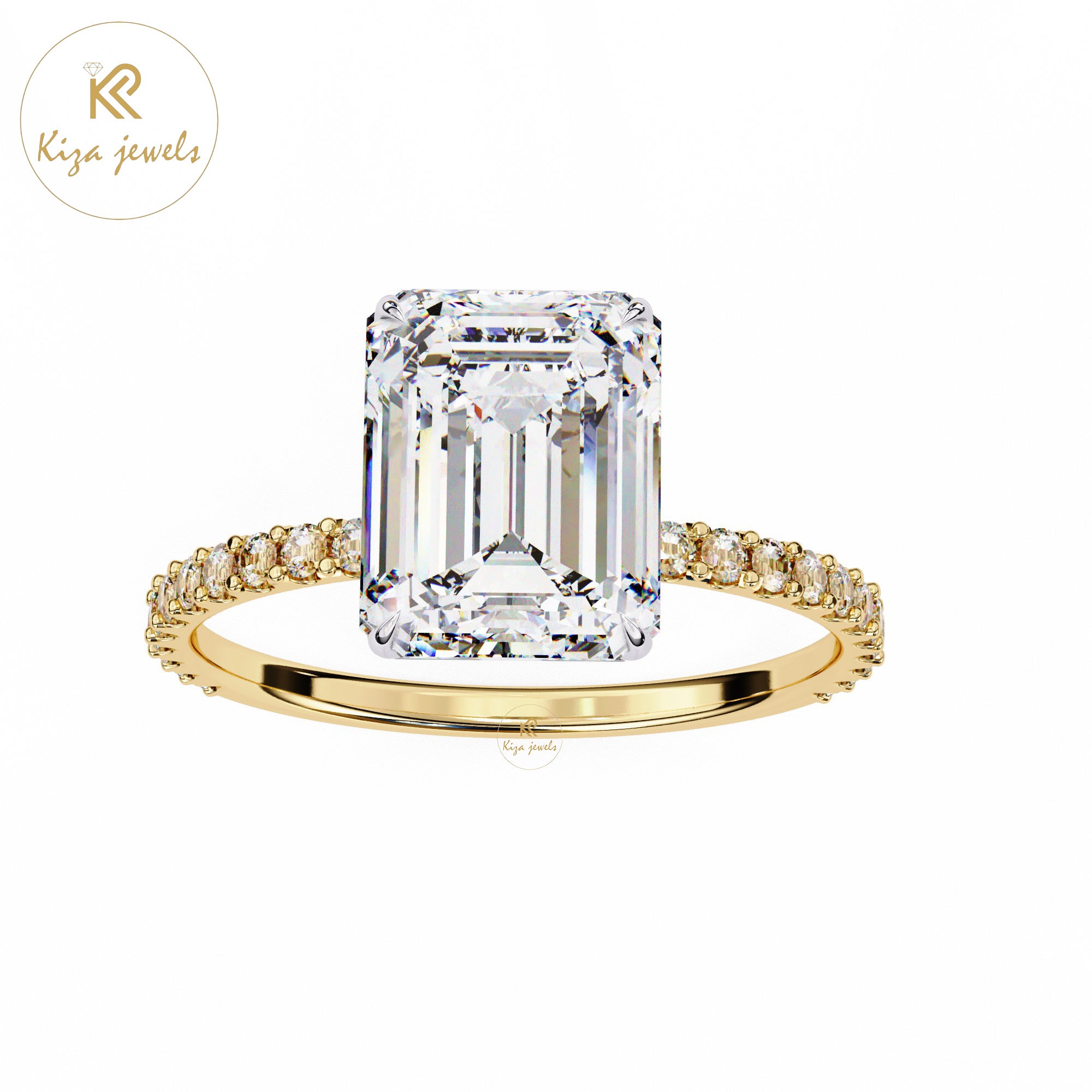 2.605 TDW Round & Emerald Cut Women's Diamond Halo Ring