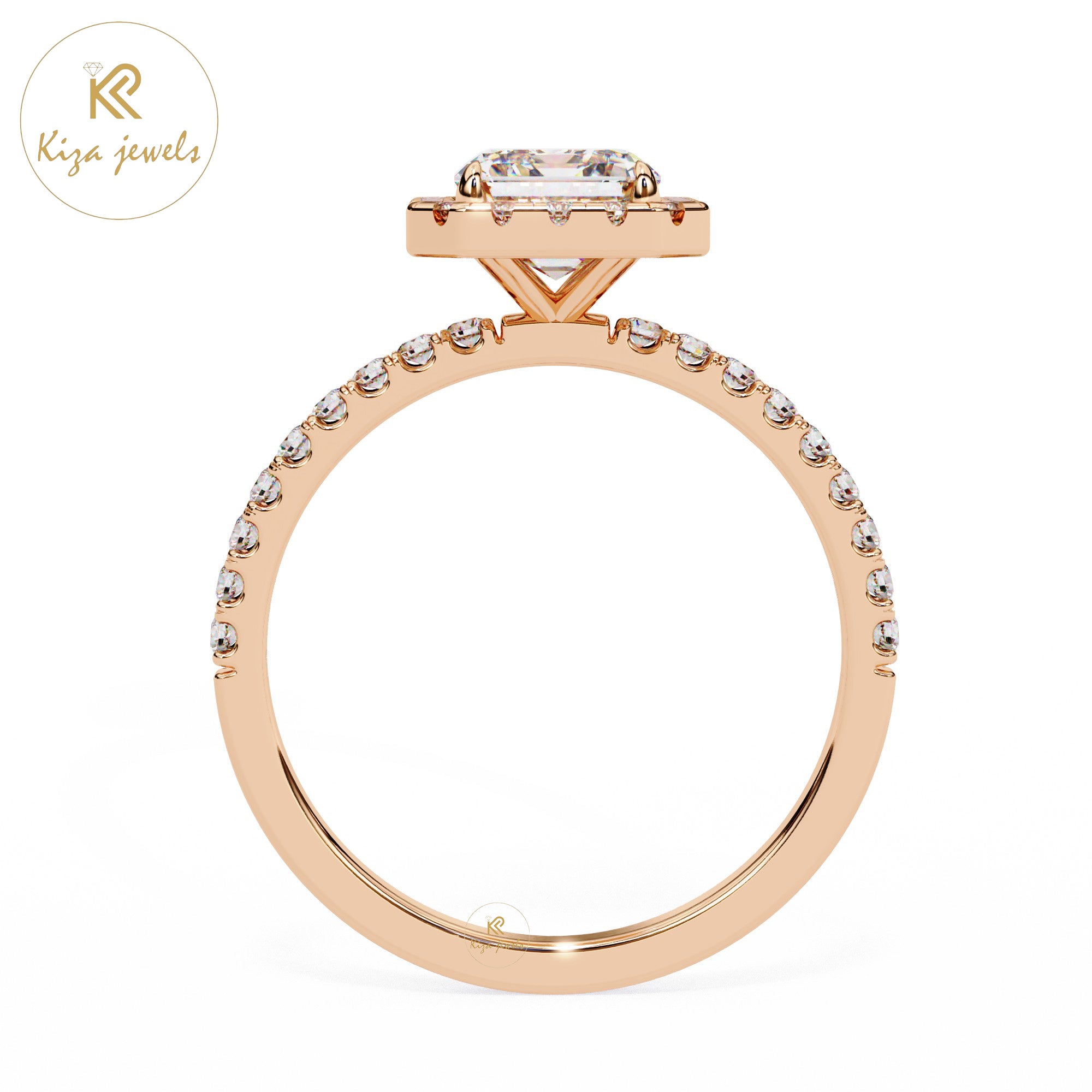 2.01 TDW Round & Radiant Cut Women's Diamond Halo Ring