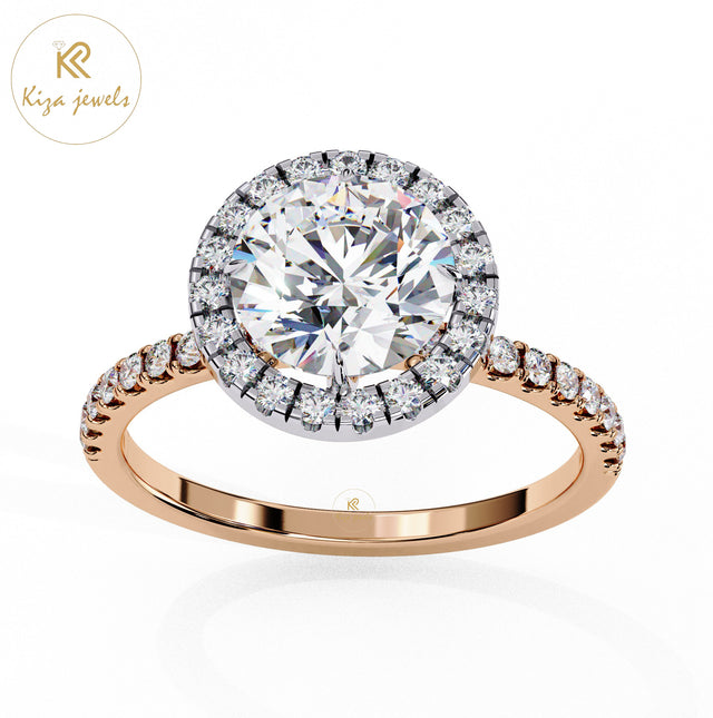 1.86 TDW Round Cut Women's Diamond Halo Ring