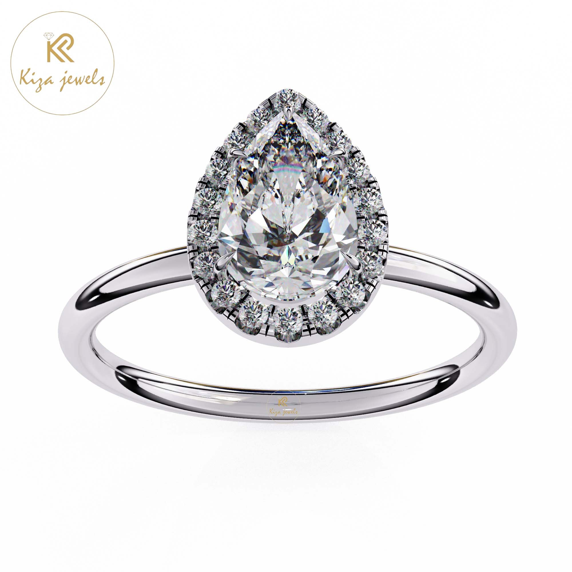 1.35 TDW Round Cut Women's Diamond Minimalist Ring