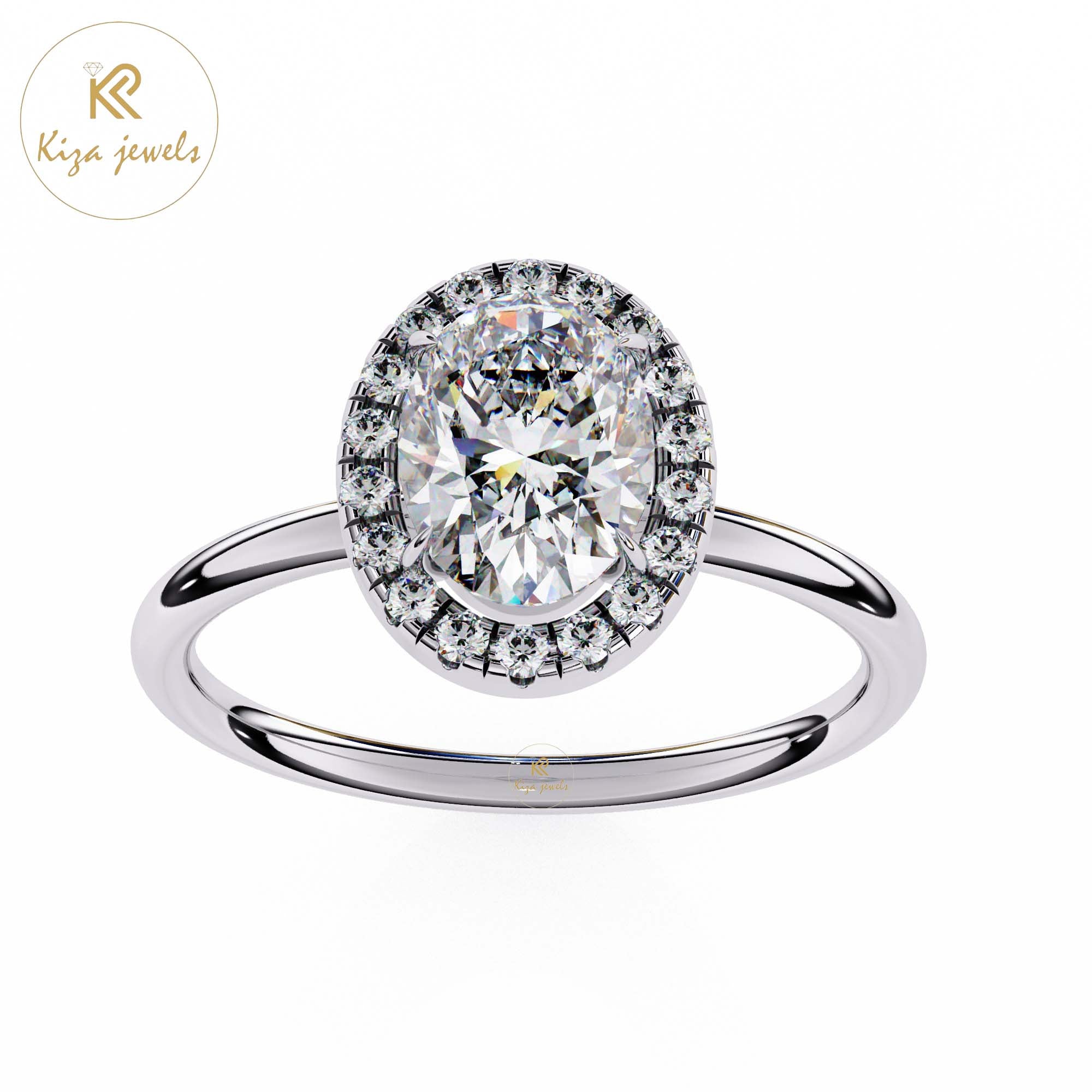 1.24 TDW Oval & Round Cut Women's Diamond Solitaire Ring