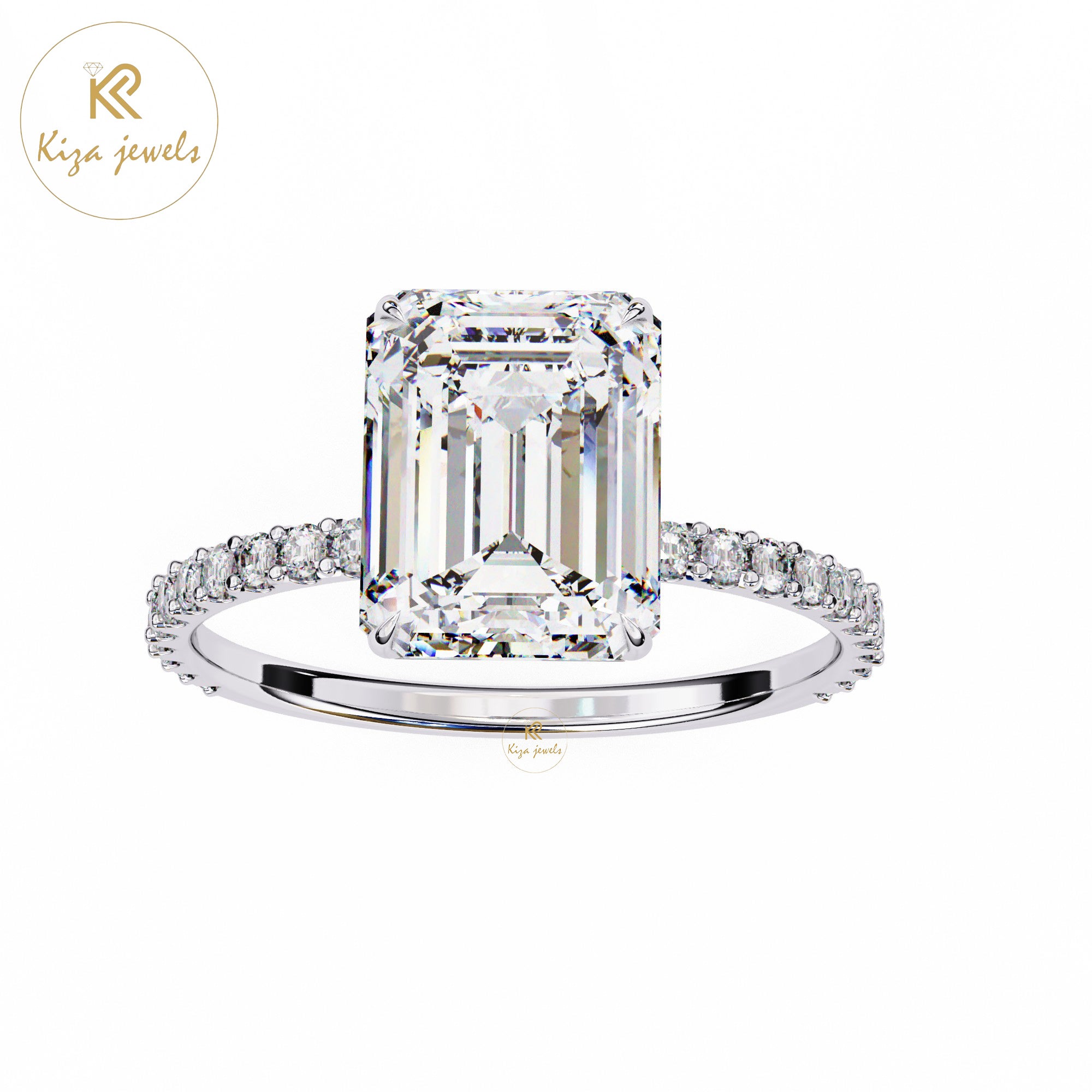 2.605 TDW Round & Emerald Cut Women's Diamond Halo Ring