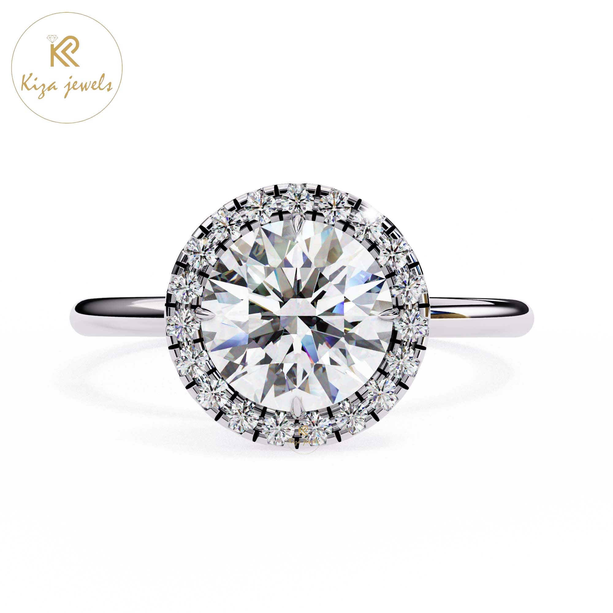 1.68 TDW Round Cut Women's Diamond Solitaire Ring