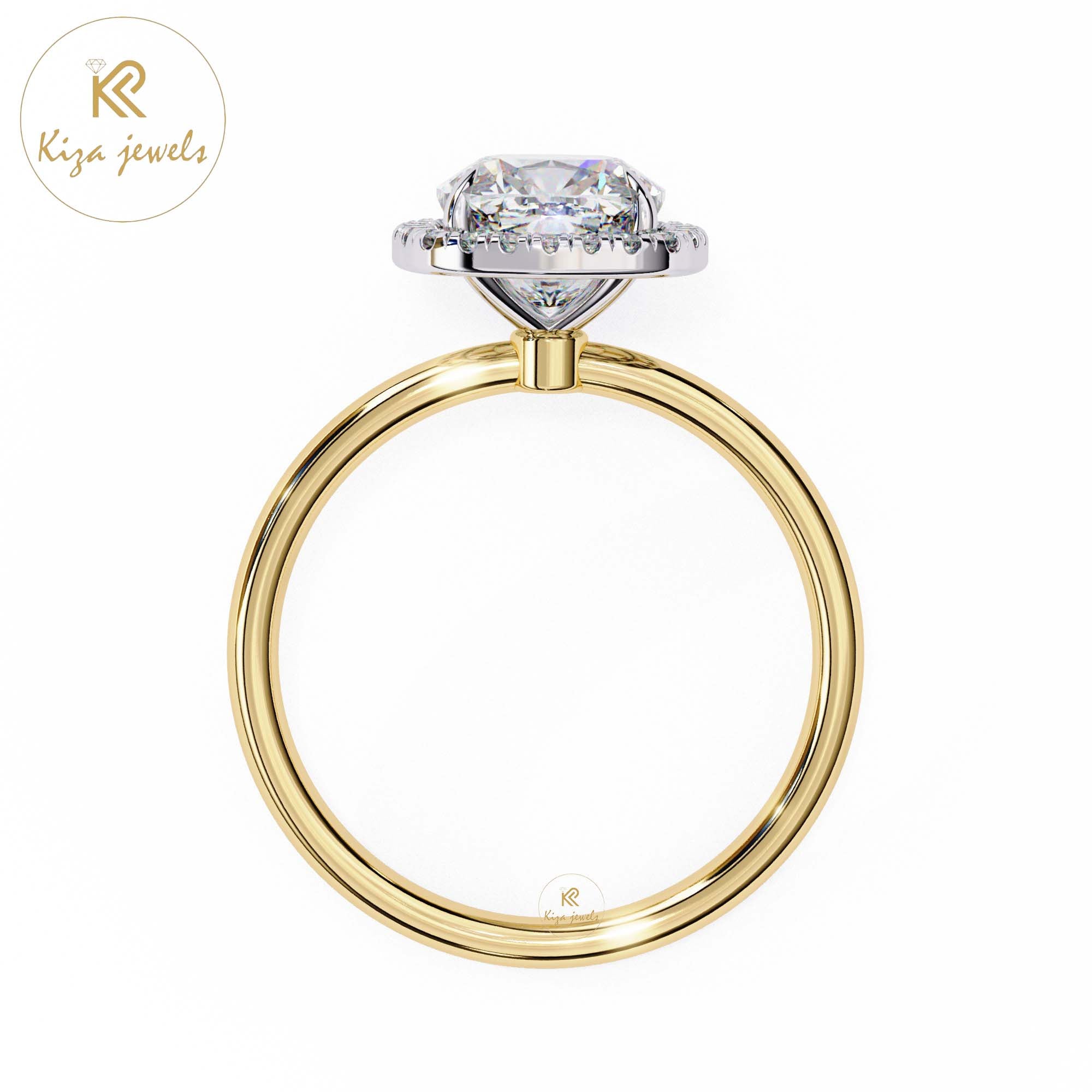 1.91 TDW Round & Cushion Cut Women's Diamond Halo Ring