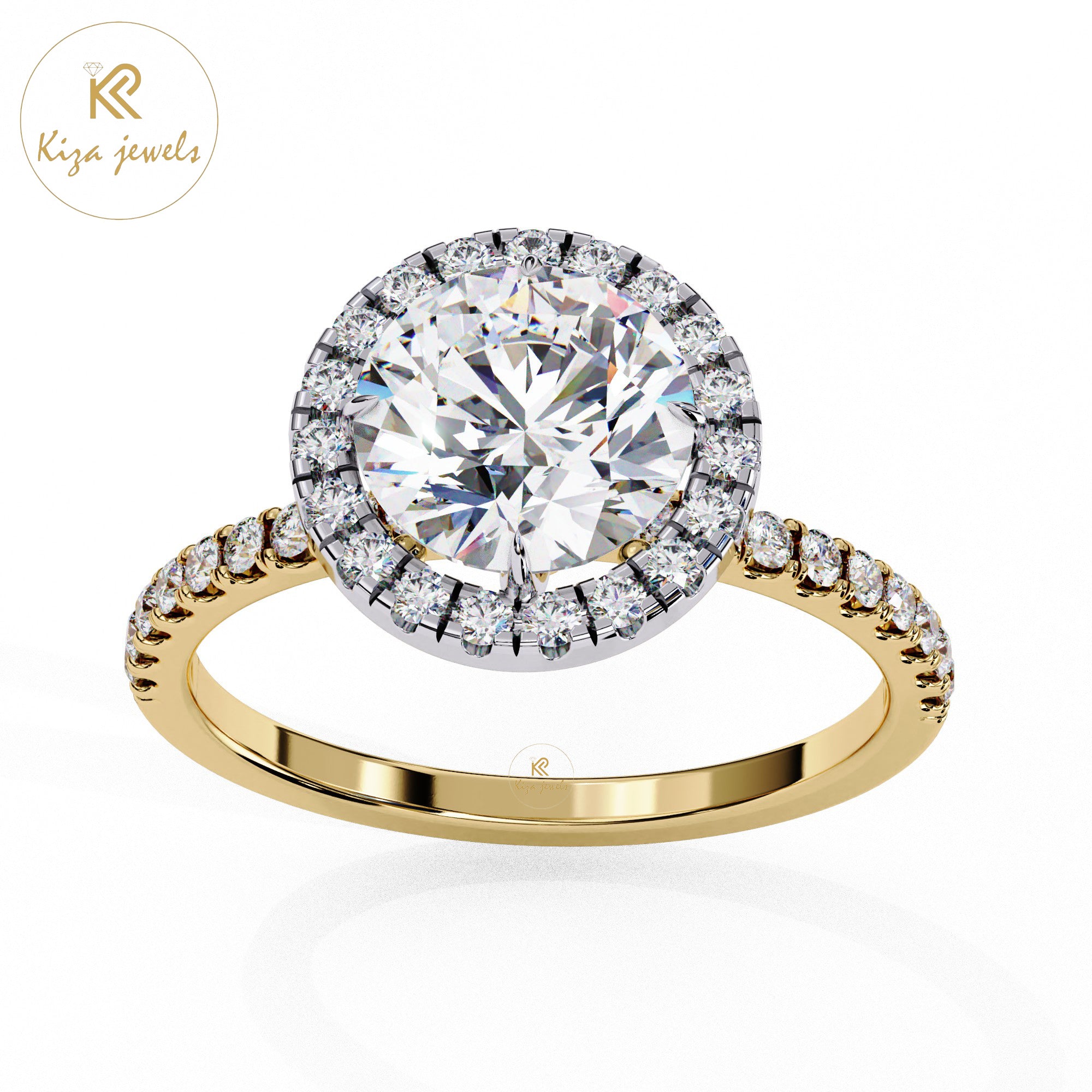 1.86 TDW Round Cut Women's Diamond Halo Ring