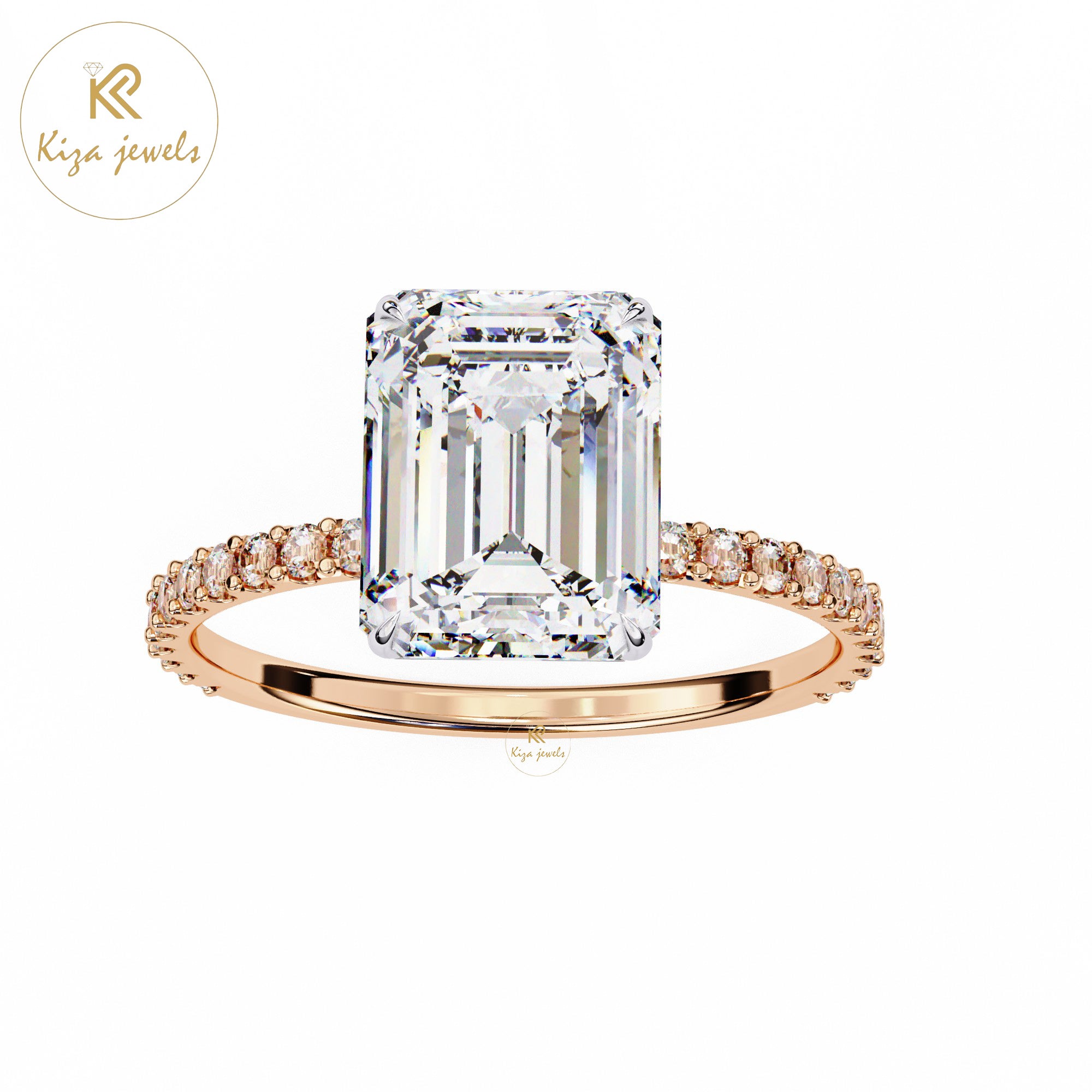 2.605 TDW Round & Emerald Cut Women's Diamond Halo Ring