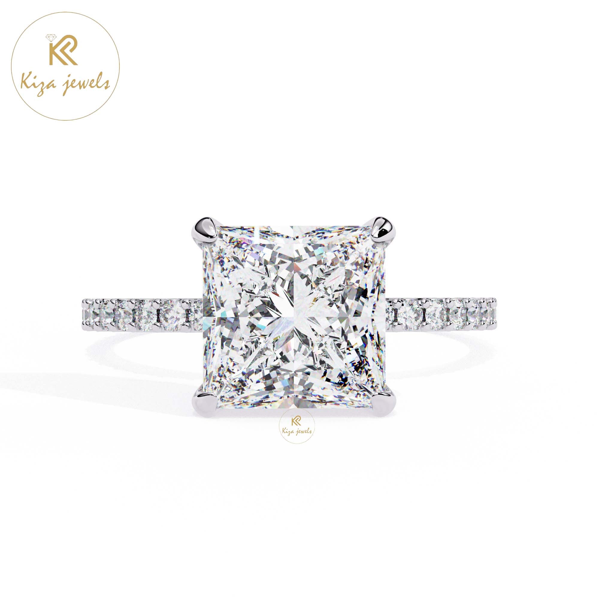 2.65 TDW Round & Princess Cut Women's Diamond Halo Ring