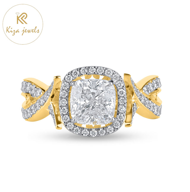 2.154 TDW Cushion & Round Cut Diamond Women's Halo Ring