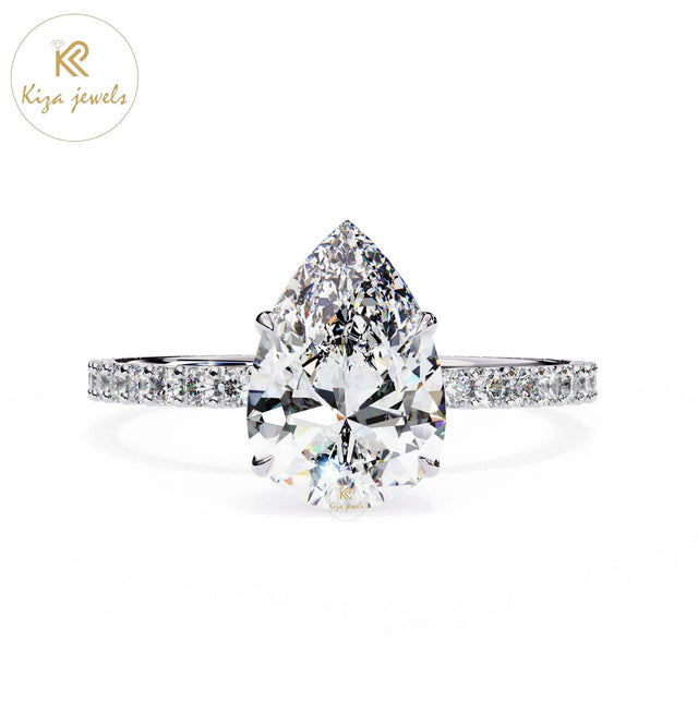 2.065 TDW Round & Pear Cut Women's Diamond Halo Ring