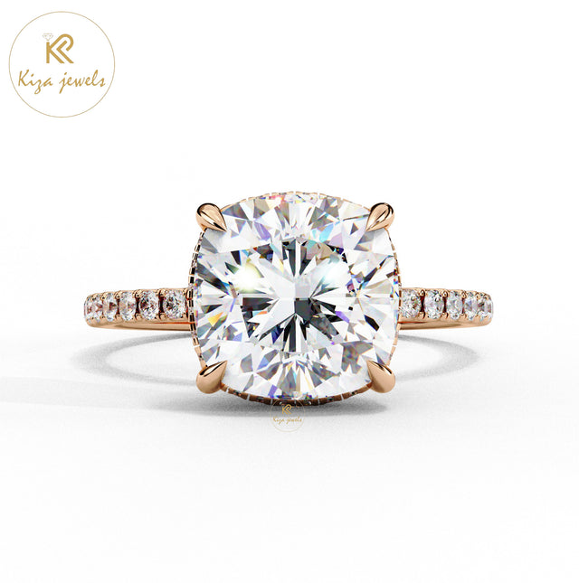 3.53 TDW Round & Cushion Cut Women's Diamond Halo Ring