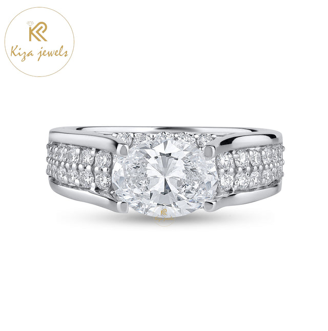 1.85 TDW Oval & Round Cut Diamond Women's Engagement Ring