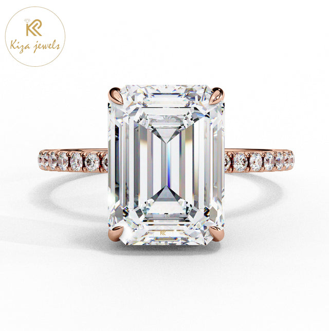 2.80 TDW Round & Emerald Cut Women's Diamond Halo Ring