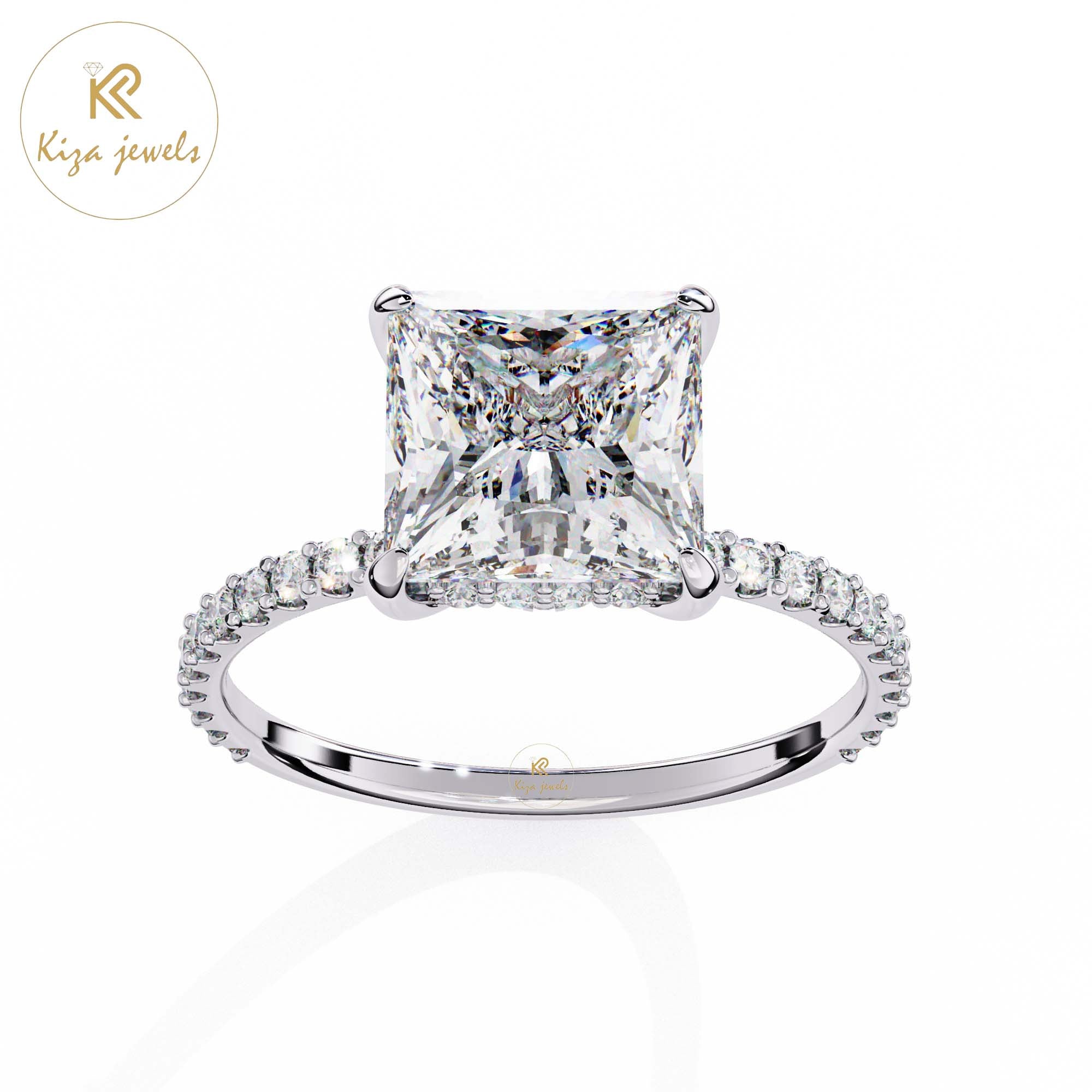 2.65 TDW Round & Princess Cut Women's Diamond Halo Ring