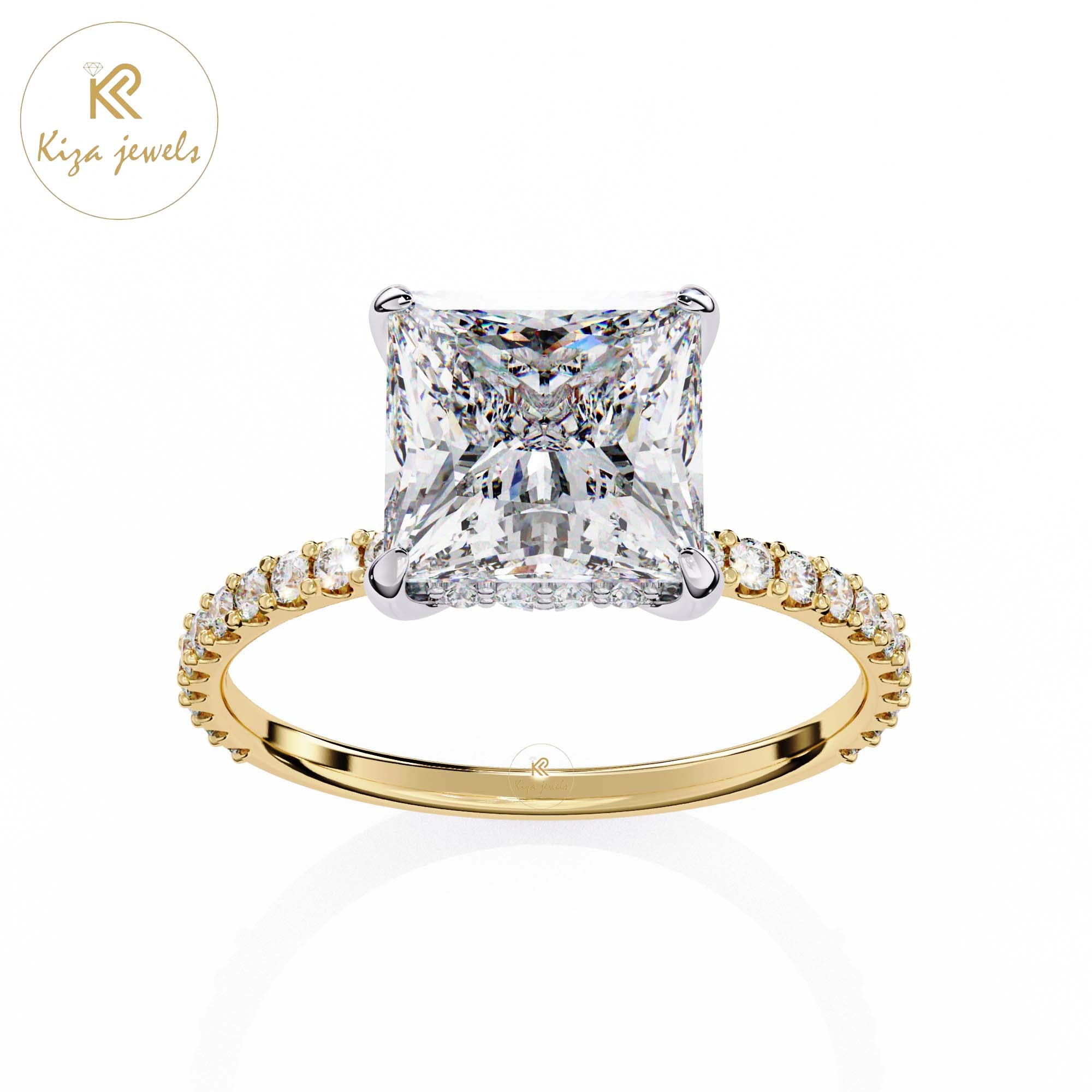 2.65 TDW Round & Princess Cut Women's Diamond Halo Ring