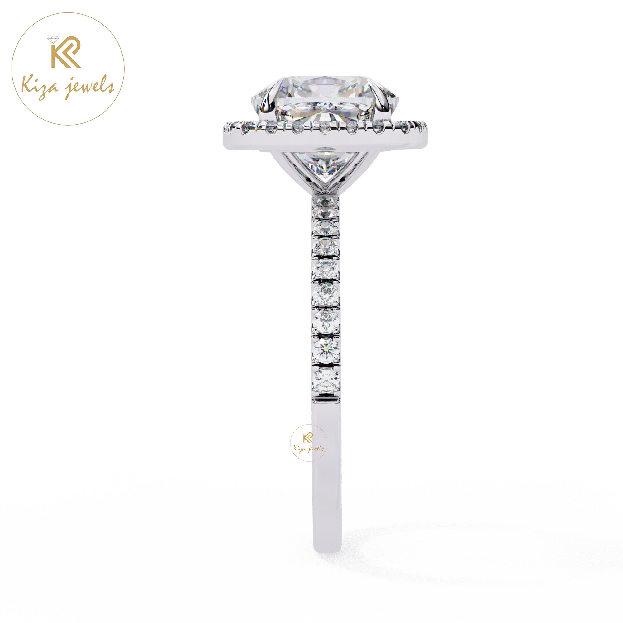 2.09 TDW Round & Cushion Cut Women's Diamond Halo Ring