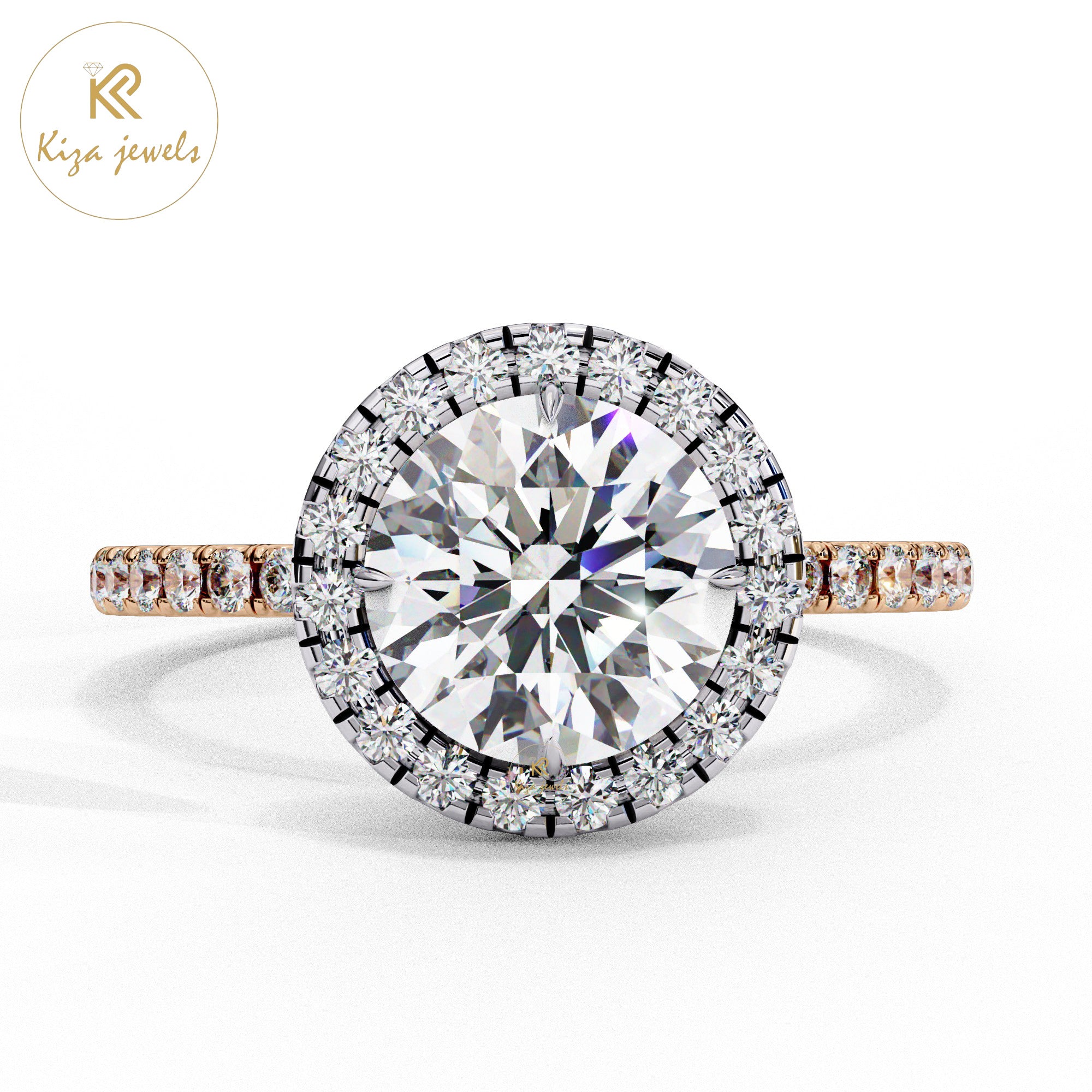 1.86 TDW Round Cut Women's Diamond Halo Ring