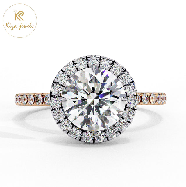 1.86 TDW Round Cut Women's Diamond Halo Ring