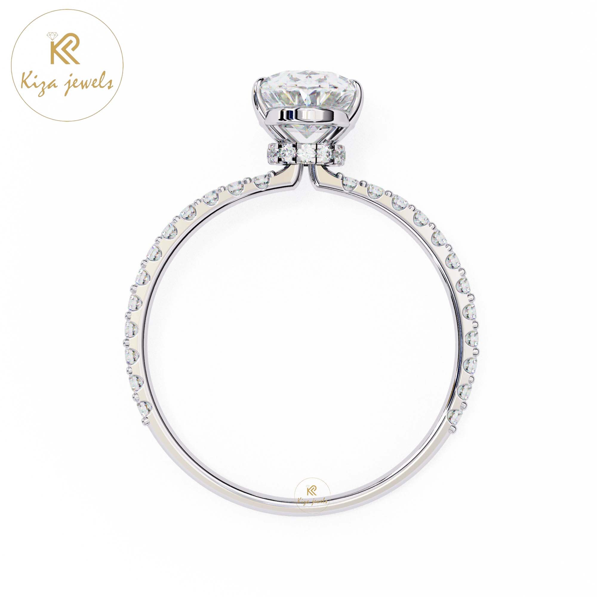 1.495 TDW Oval & Round Cut Women's Diamond Halo Ring