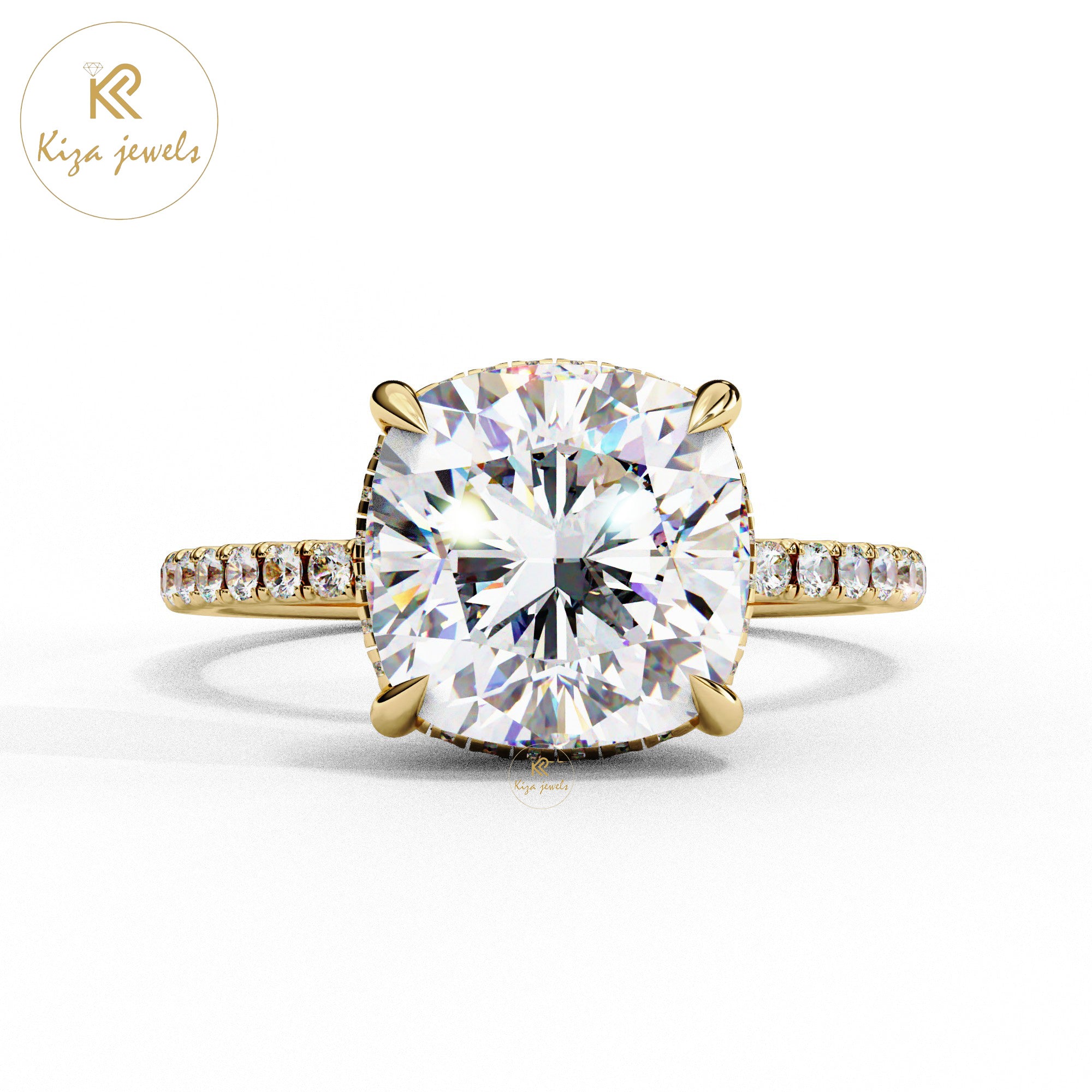 3.53 TDW Round & Cushion Cut Women's Diamond Halo Ring