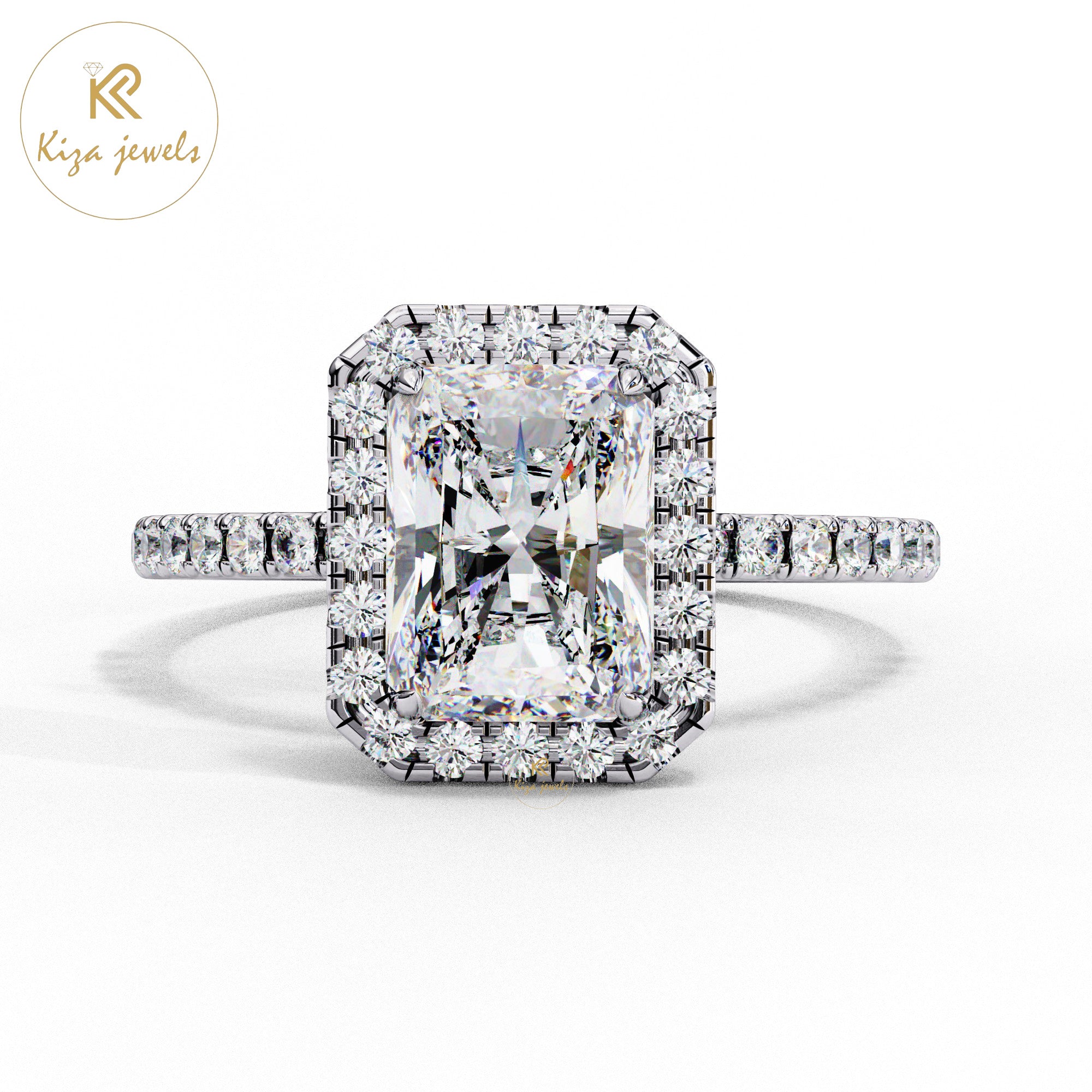 2.01 TDW Round & Radiant Cut Women's Diamond Halo Ring