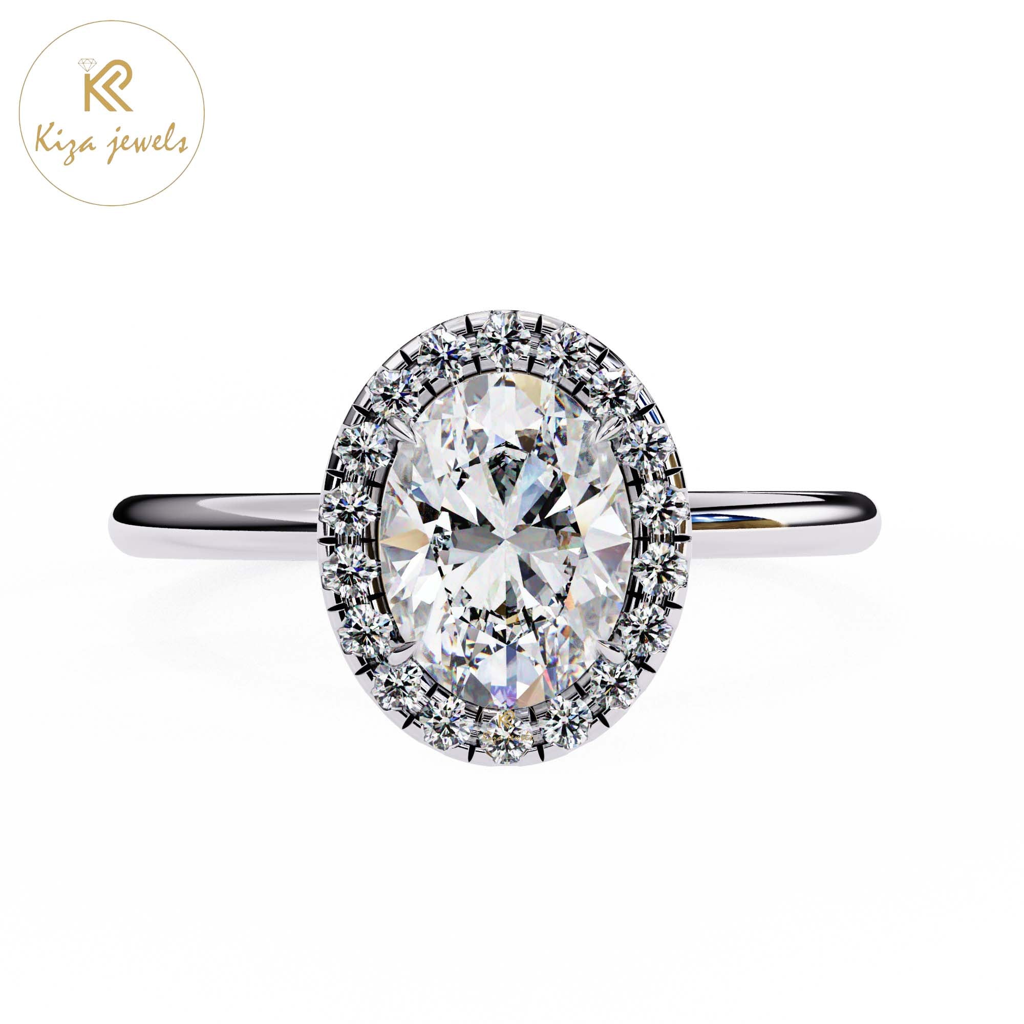 1.24 TDW Oval & Round Cut Women's Diamond Solitaire Ring