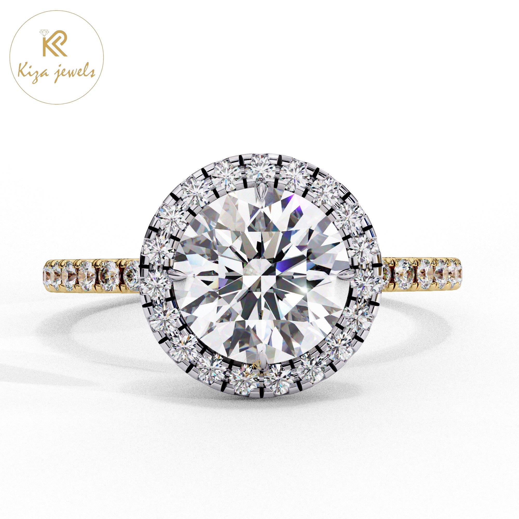 1.86 TDW Round Cut Women's Diamond Halo Ring