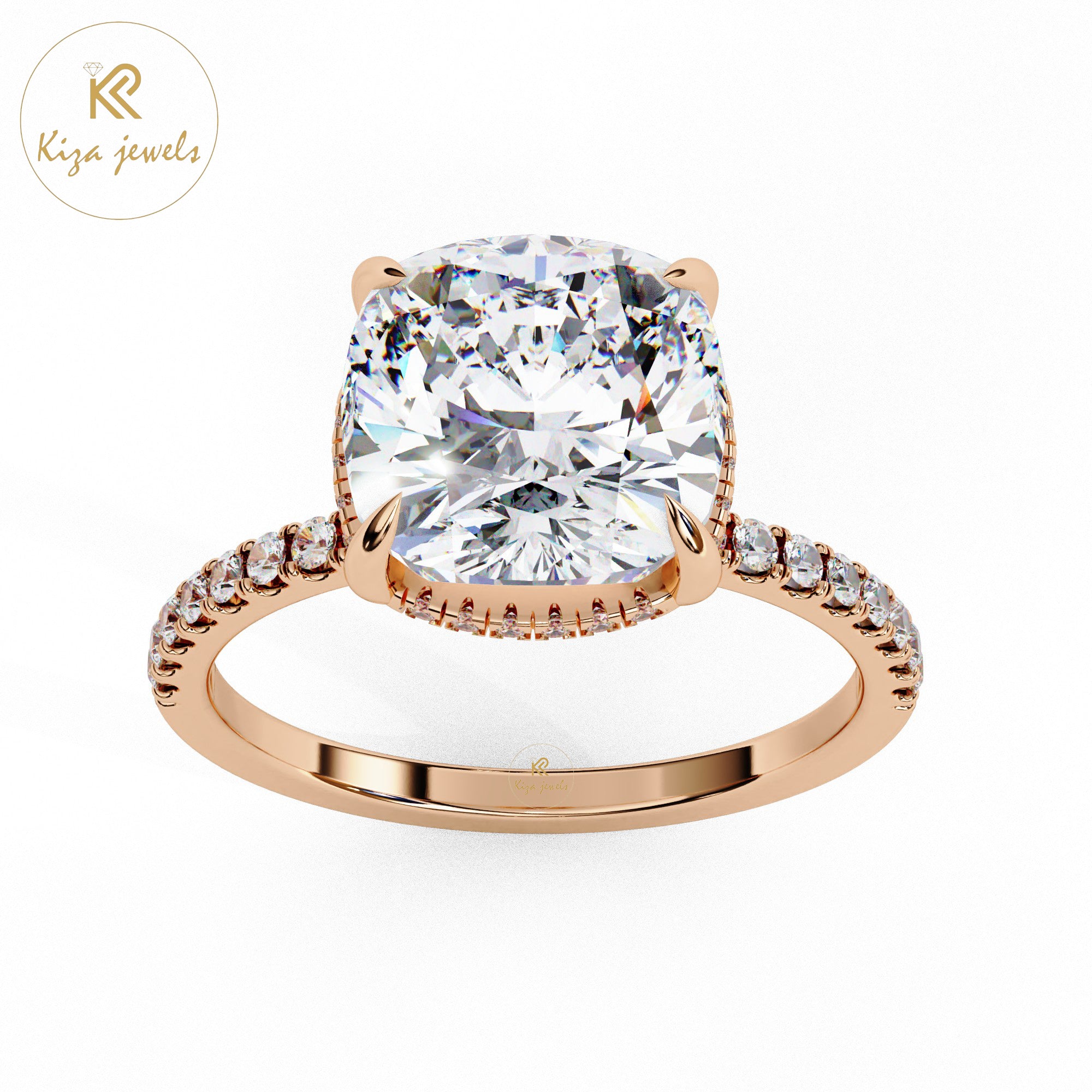 3.53 TDW Round & Cushion Cut Women's Diamond Halo Ring