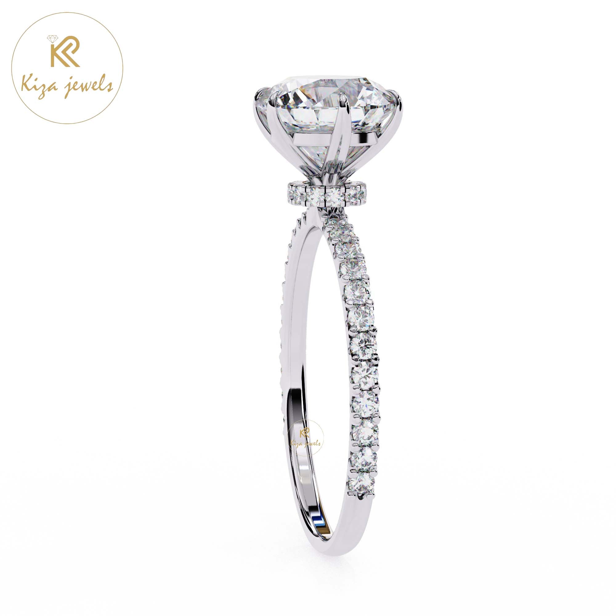 2.215 TDW Round Cut Women's Diamond Halo Ring