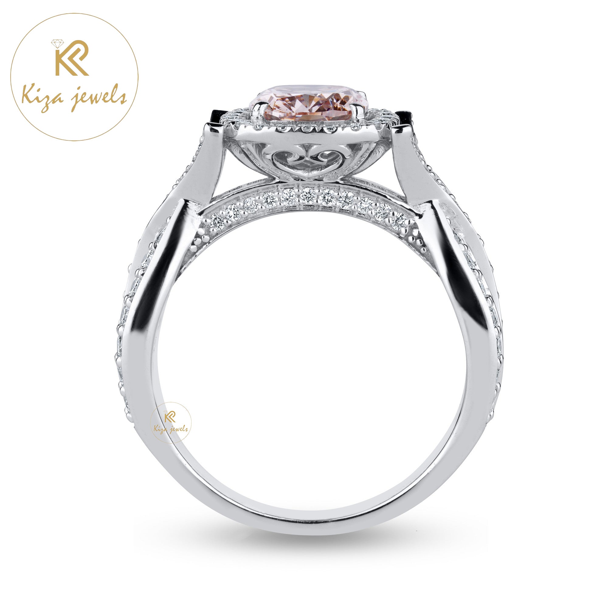 2.65 TDW Cushion & Round Cut Diamond Women's Halo Ring