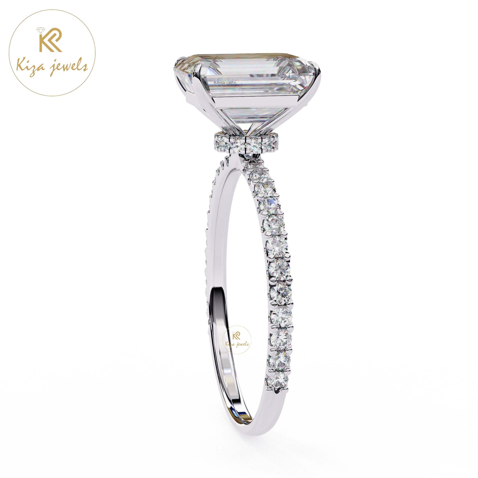 2.605 TDW Round & Emerald Cut Women's Diamond Halo Ring